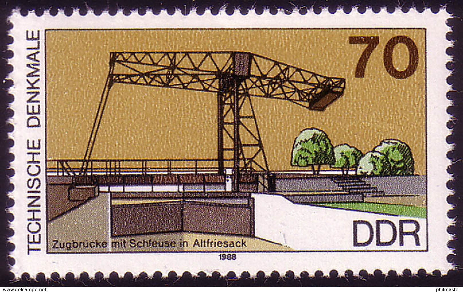 3206 Technische Denkmäler Schiffshebewerk 70 Pf 1988 IV  ** - Unused Stamps