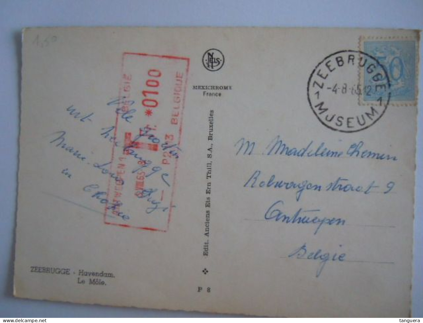 Zeebrugge Havendam Le Môle Edit Thill Gelopen 1965 Met Taksstempel 1 F  (703) - Zeebrugge