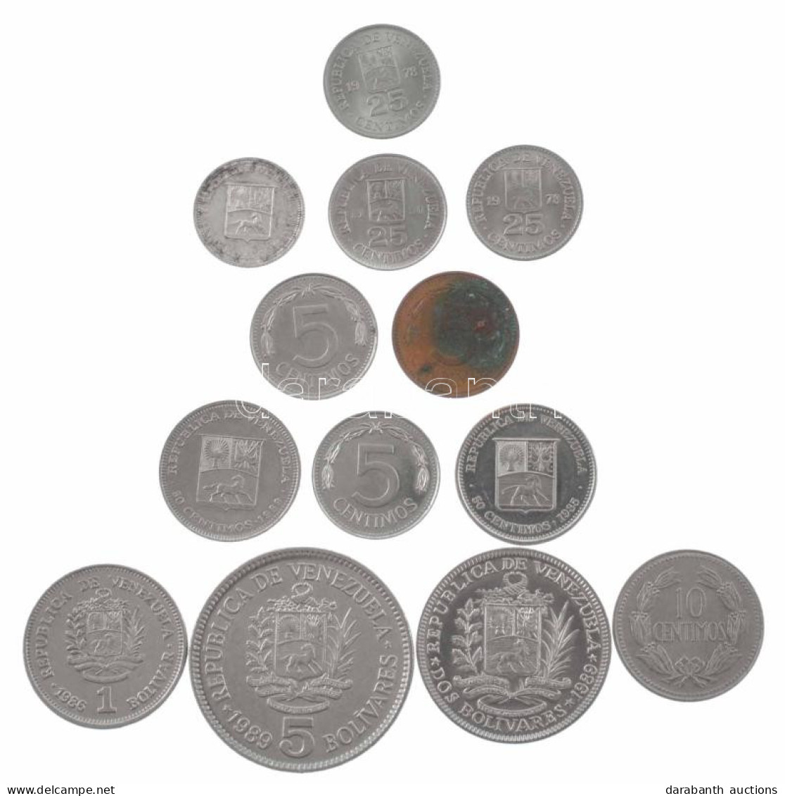13db-os Vegyes Venezuelai érmetétel, Közte Egy Ag érme: 1960. 25c Ag T:UNC-XF 13pcs Of Mixed Coin Lot From Venezuela Wit - Non Classés