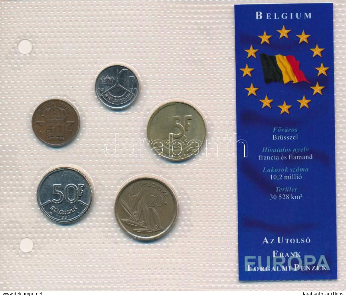 Belgium 1967-1991. 50c-50Fr (5xklf) "Európa Utolsó Pénzei" Vákuumcsomagolt Forgalmi összeállítás T:XF,VF Belgium 1967-19 - Zonder Classificatie