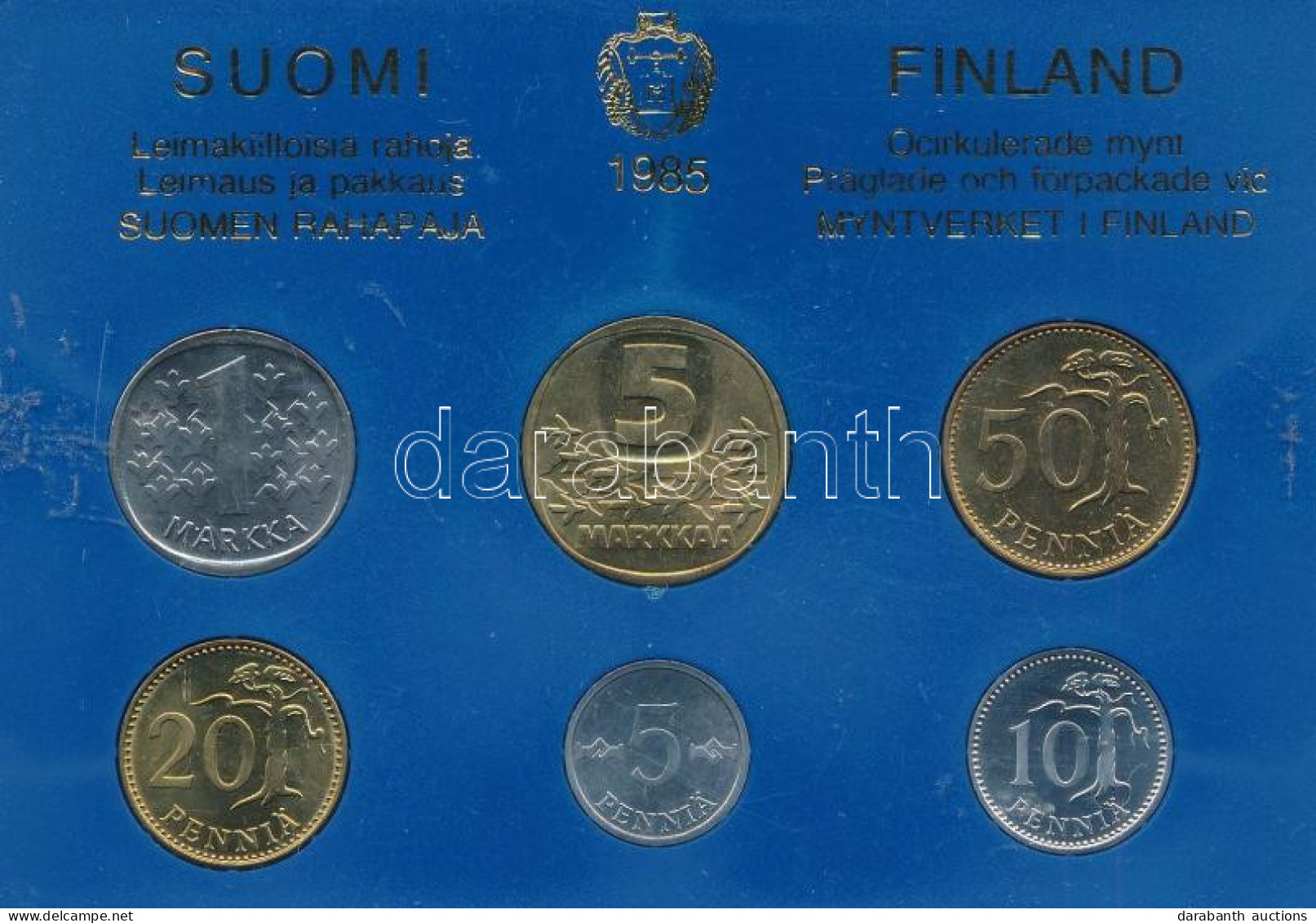 Finnország 1985. 5p-5M (6xklf) Forgalmi Sor Plasztik Tokban T:UNC Finland 1985. 5 Pennia - 5 Markka (6xdiff) Coin Set In - Non Classés