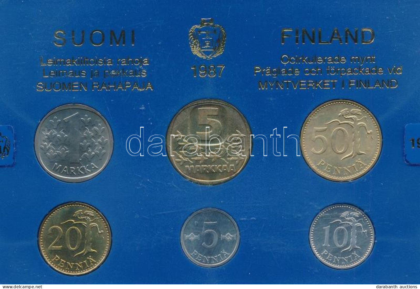 Finnország 1987. 5p-5M (6xklf) Forgalmi Sor Plasztik Tokban T:UNC Finland 1987. 5 Pennia - 5 Markka (6xdiff) Coin Set In - Sin Clasificación