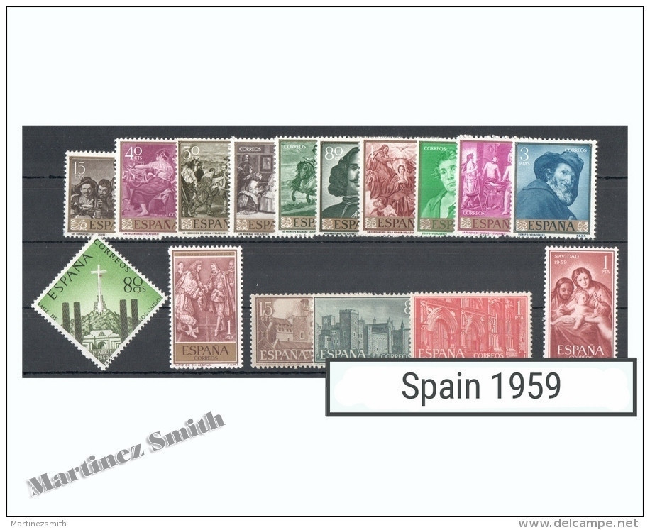 Complete Year Set Spain 1959 - 16 Values - Yv. 927-942 / Ed. 1238-1253, MNH - Années Complètes