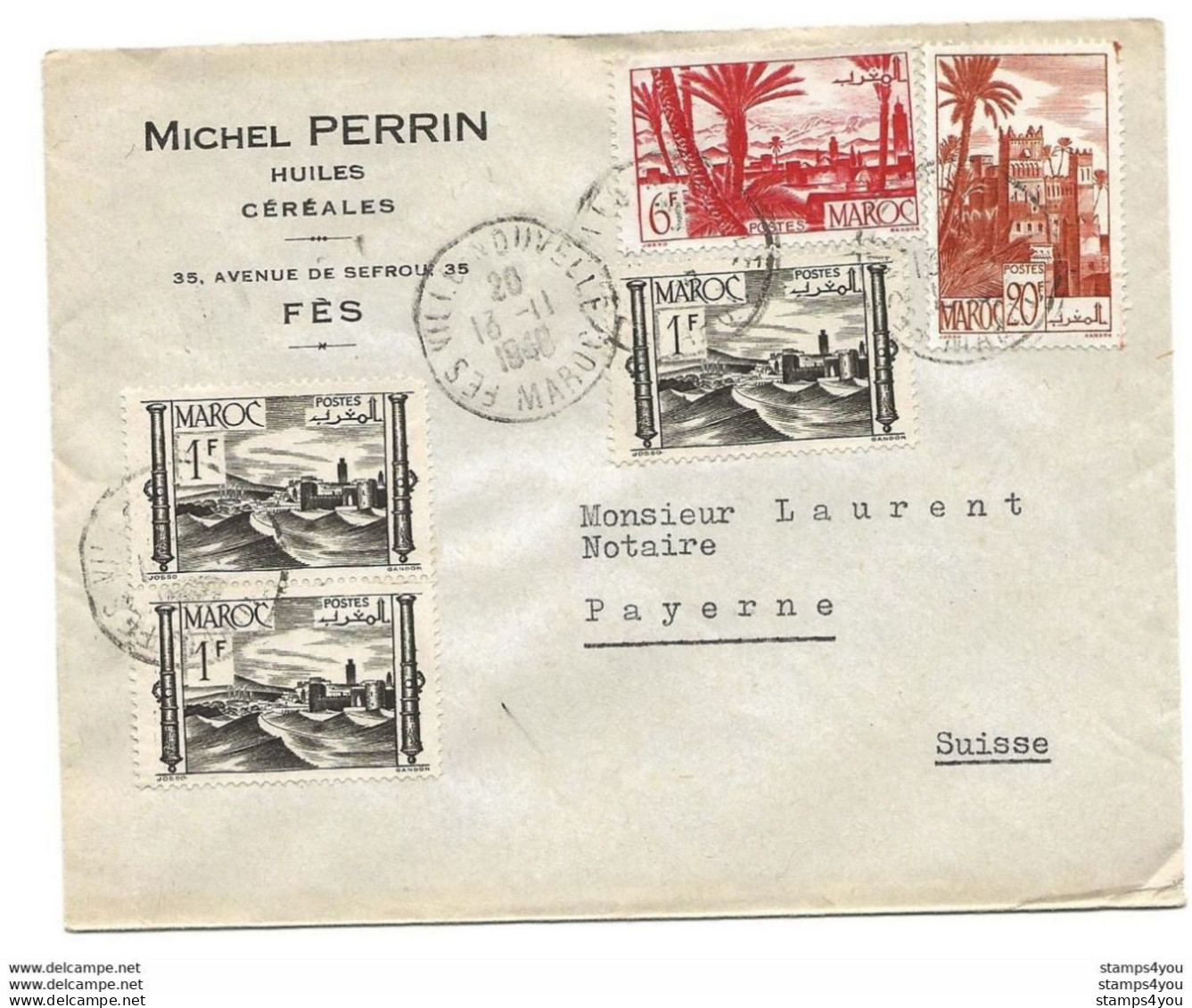 281 - 29 - Enveloppe Envoyée De Fès En Suisse - Storia Postale