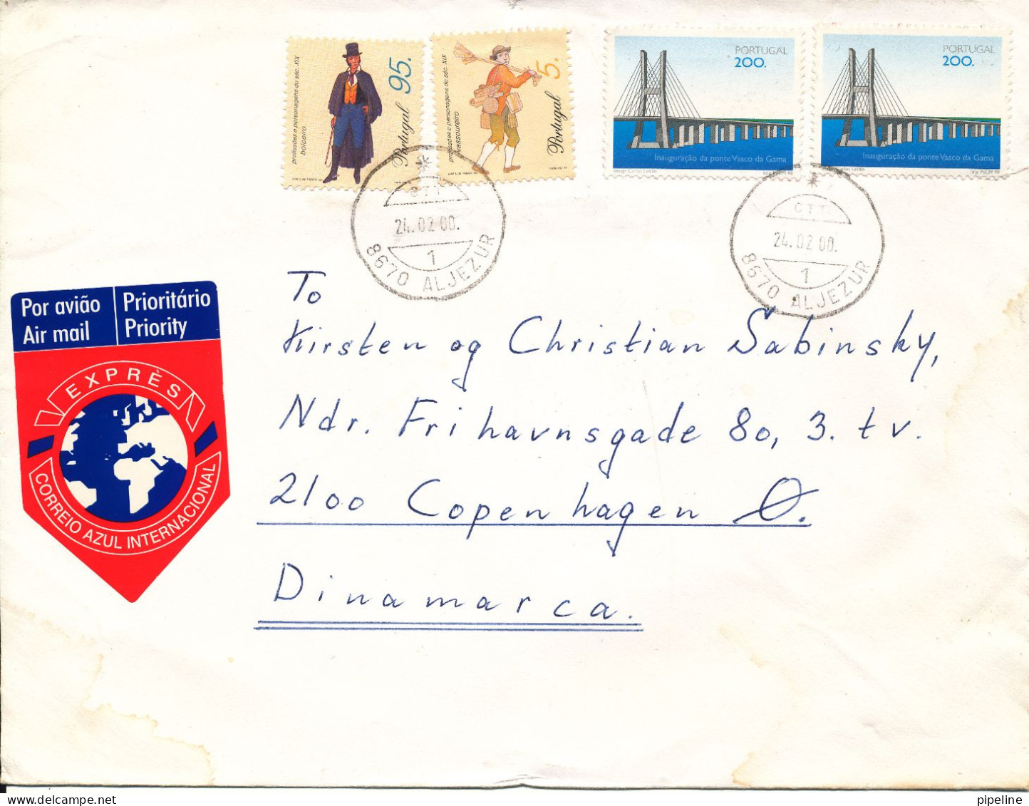 Portugal Cover Sent Air Mail To Denmark 24-2-2000 Topic Stamps - Cartas & Documentos