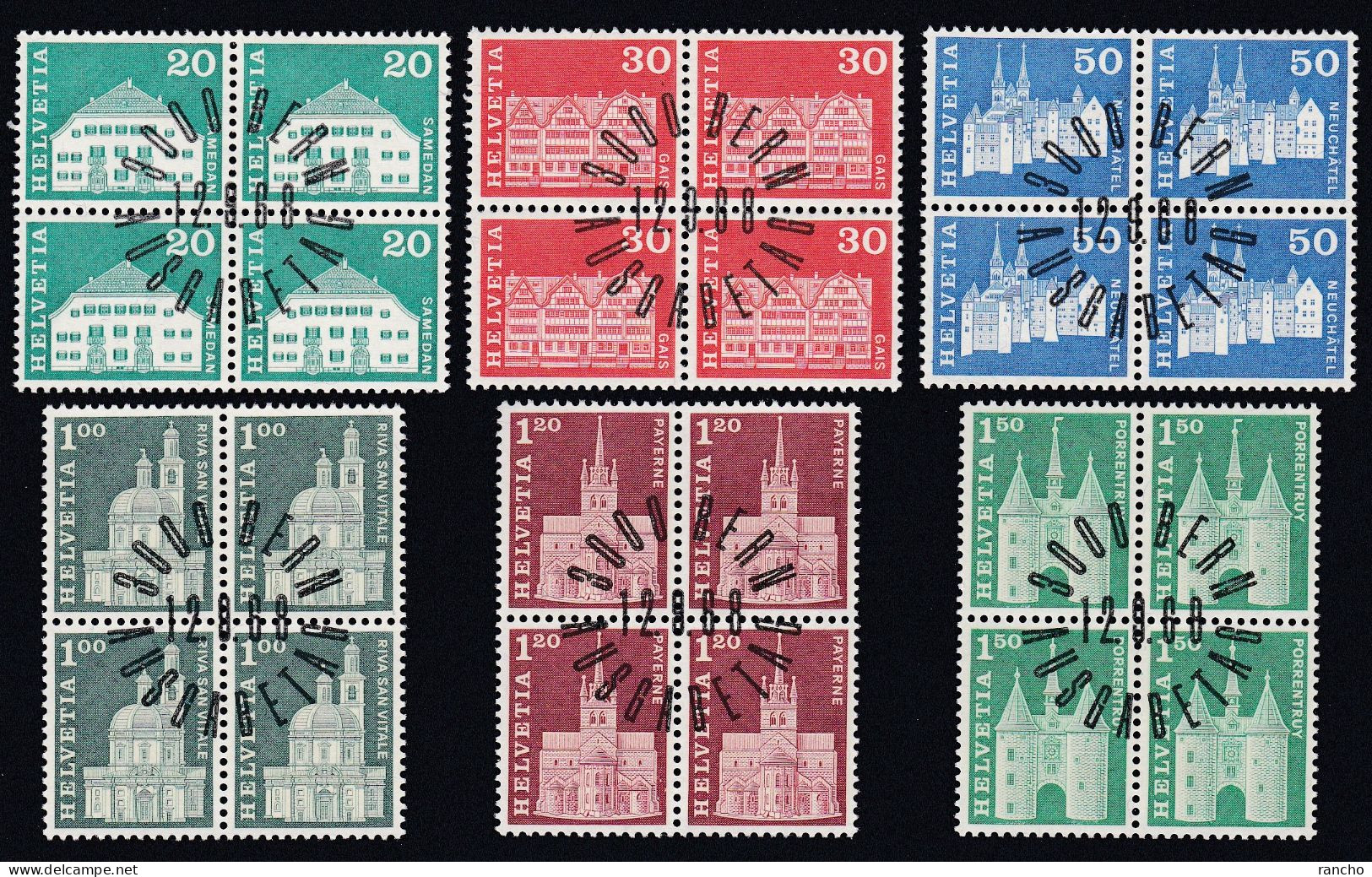 SERIE BLOC DE 4 OBLITERE 1er/J.12.9.1968. C/S.B.K Nr:415/17.19/20.22. Y&TELLIER Nr:818/23. MICHEL Nr:881/86. - Used Stamps