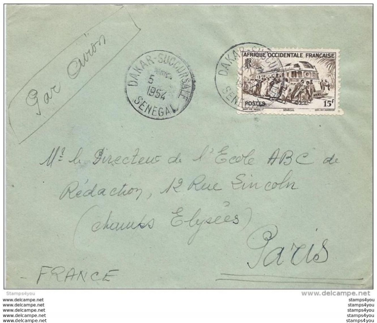 127 - 25 - Enveloppe Envoyée De Dakar / Senegal à Paris 1954 - Lettres & Documents