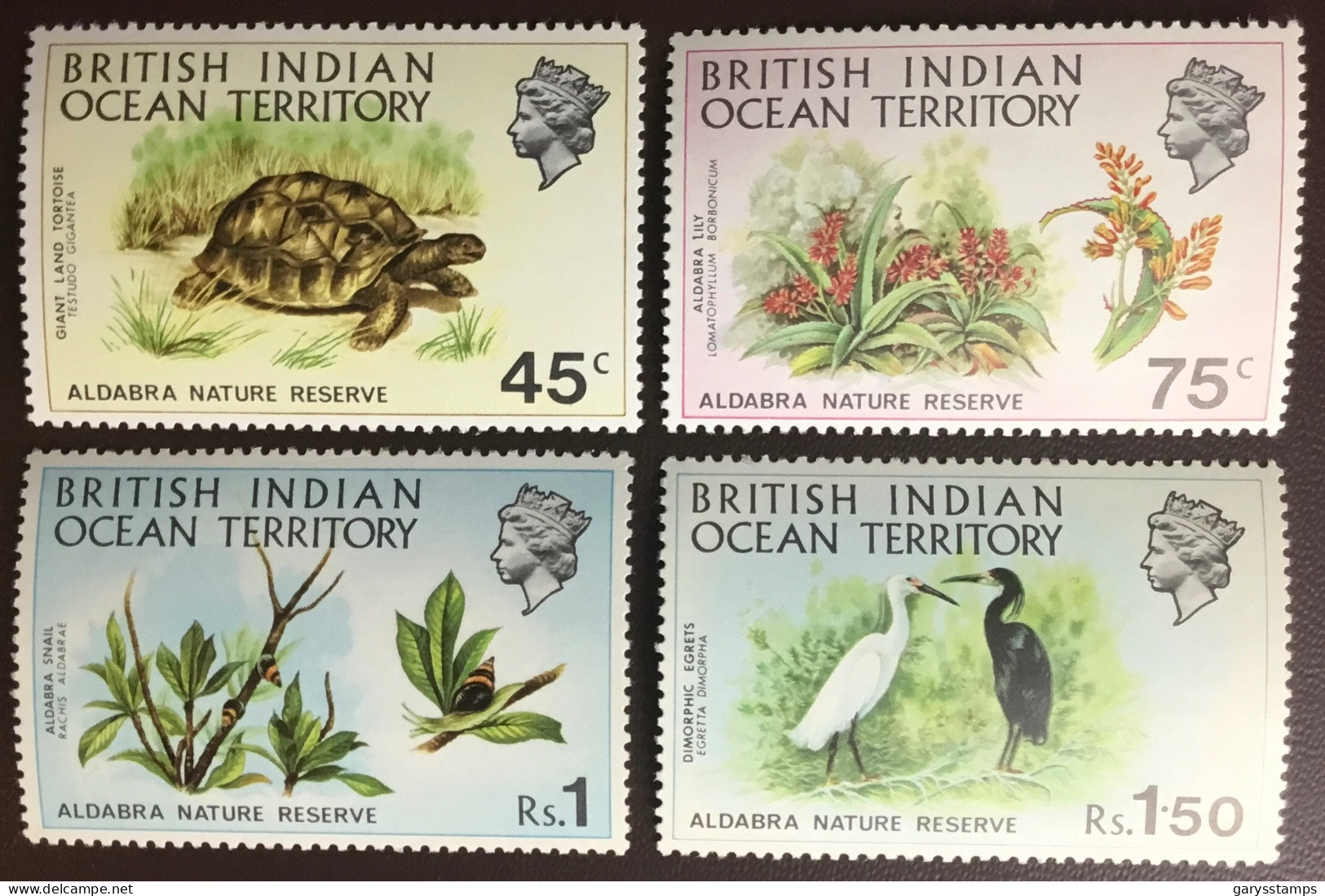 British Indian Ocean Territory BIOT 1971 Aldabra Nature Reserve Reptiles Flowers Birds MNH - Altri & Non Classificati