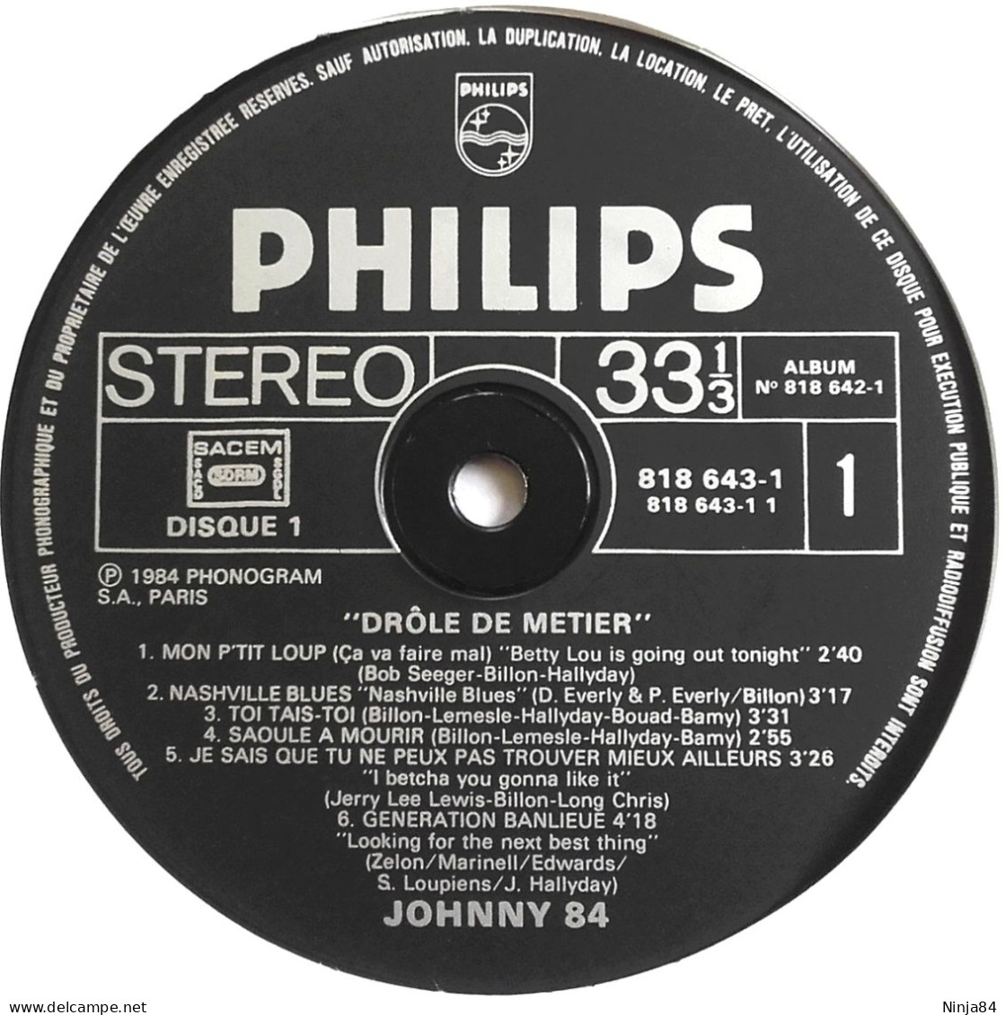 2 LP 33 CM (12") Johnny Hallyday " Hallyday 84 Nashville " - Other - French Music