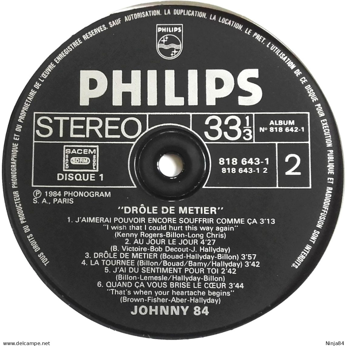 2 LP 33 CM (12") Johnny Hallyday " Hallyday 84 Nashville "