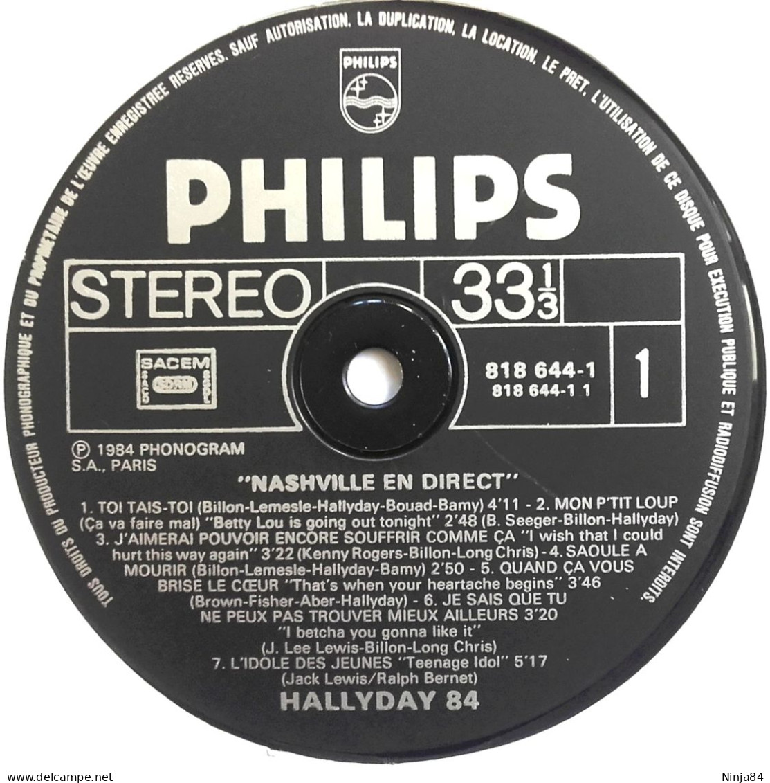 2 LP 33 CM (12") Johnny Hallyday " Hallyday 84 Nashville "