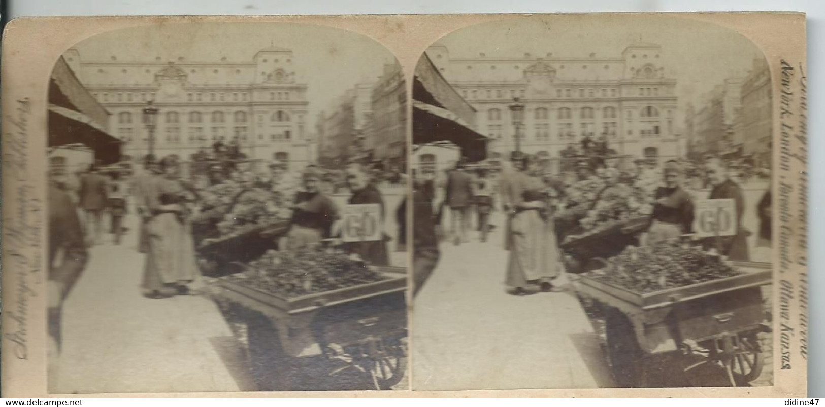 PHOTOS STÉRÉOSCOPIQUES - PARIS - Marché Aux Fruits Et Aux Fleurs - Stereoscopic