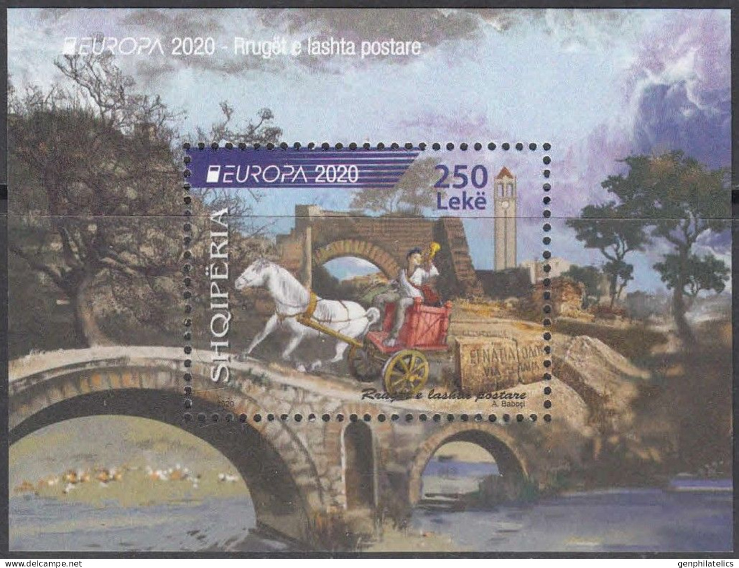 ALBANIA 2020 Europa CEPT. Ancient Postal Routes - Fine S/S MNH - Albanien