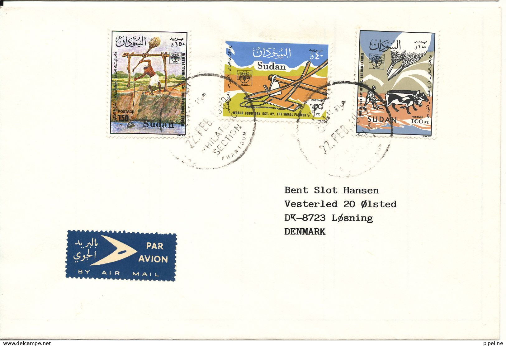 Sudan Cover Sent Air Mail To Denmark 22-2-1989 Topic Stamps - Sudan (1954-...)