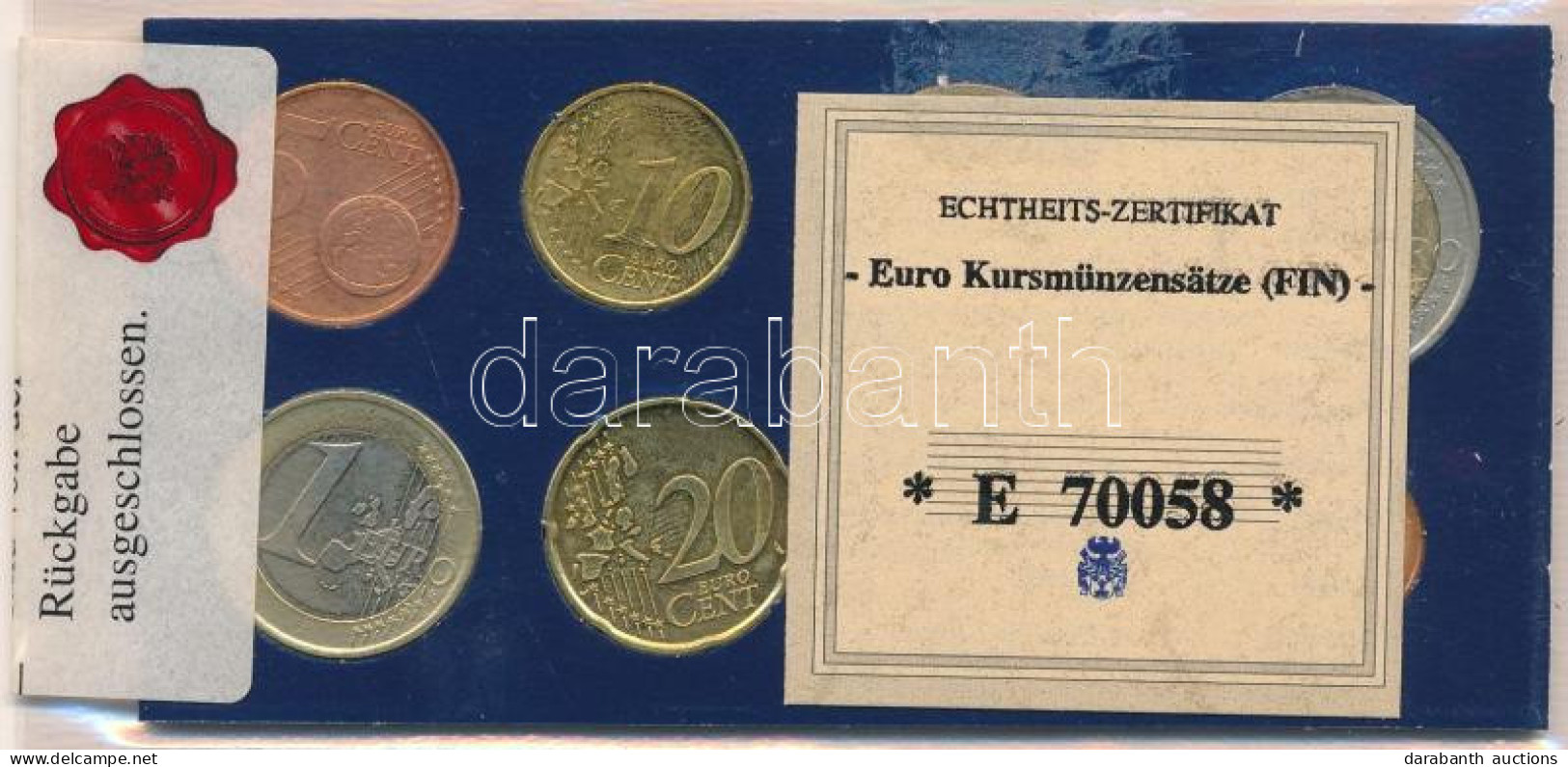 Finnország 1999-2002. 1c-2E (8xklf) Forgalmi összeállítás Tokban T:UNC-XF Patina Finland 1999-2002. 1 Cent - 2 Euro (8xd - Non Classés