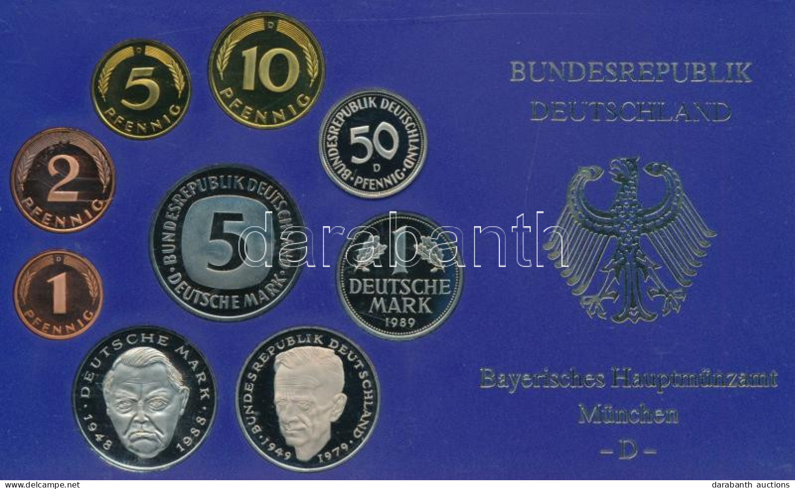 NSZK 1989D 1pf-5M (9xklf) Forgalmi Sor Műanyag Dísztokban T:PP FRG 1989D1 Pfennig - 5 Mark (9xdiff) Coin Set In Plastic  - Non Classés