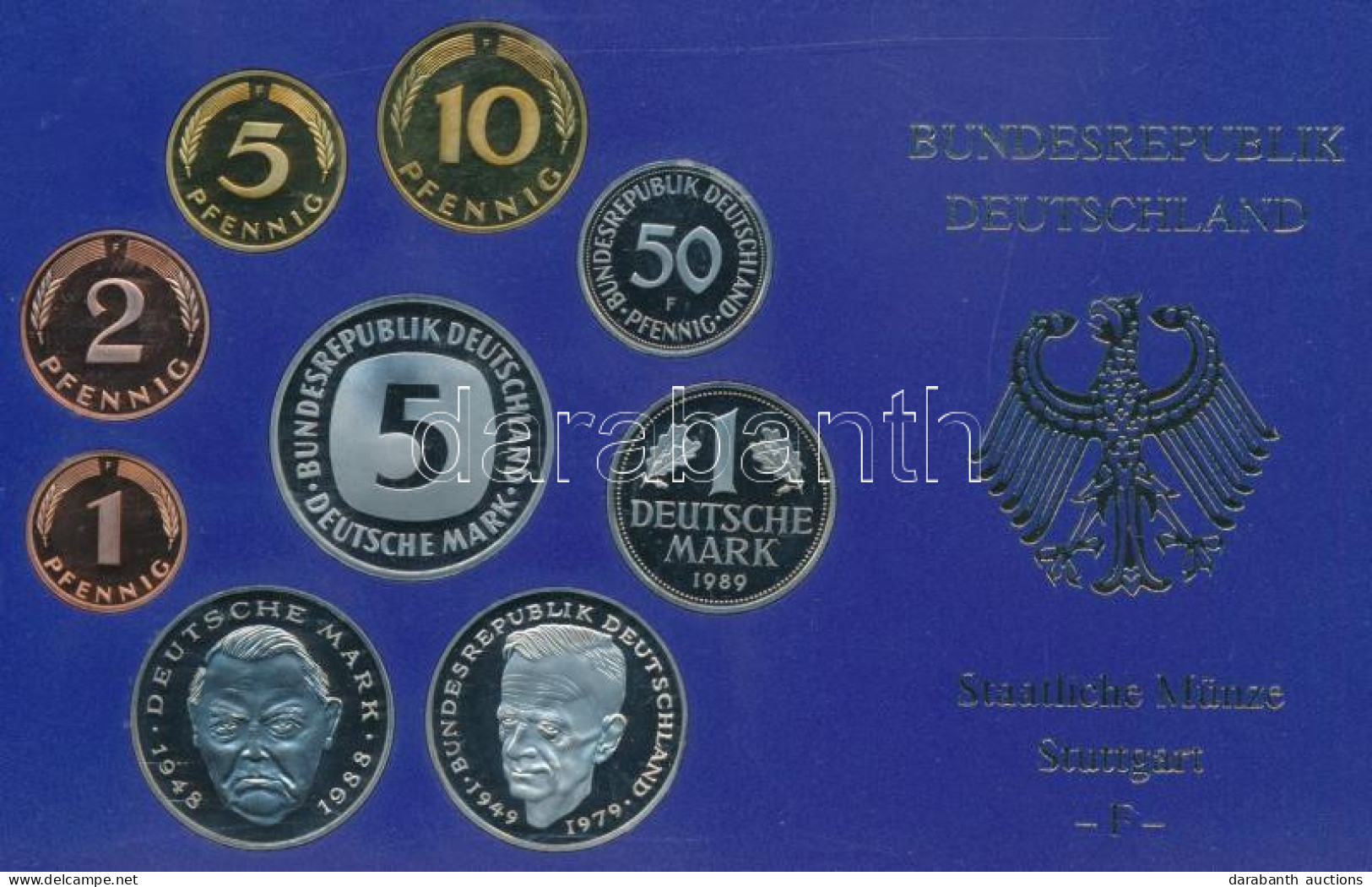 NSZK 1989F 1pf-5M (9xklf) Forgalmi Sor Műanyag Dísztokban T:PP FRG 1989F 1 Pfennig - 5 Mark (9xdiff) Coin Set In Plastic - Non Classés