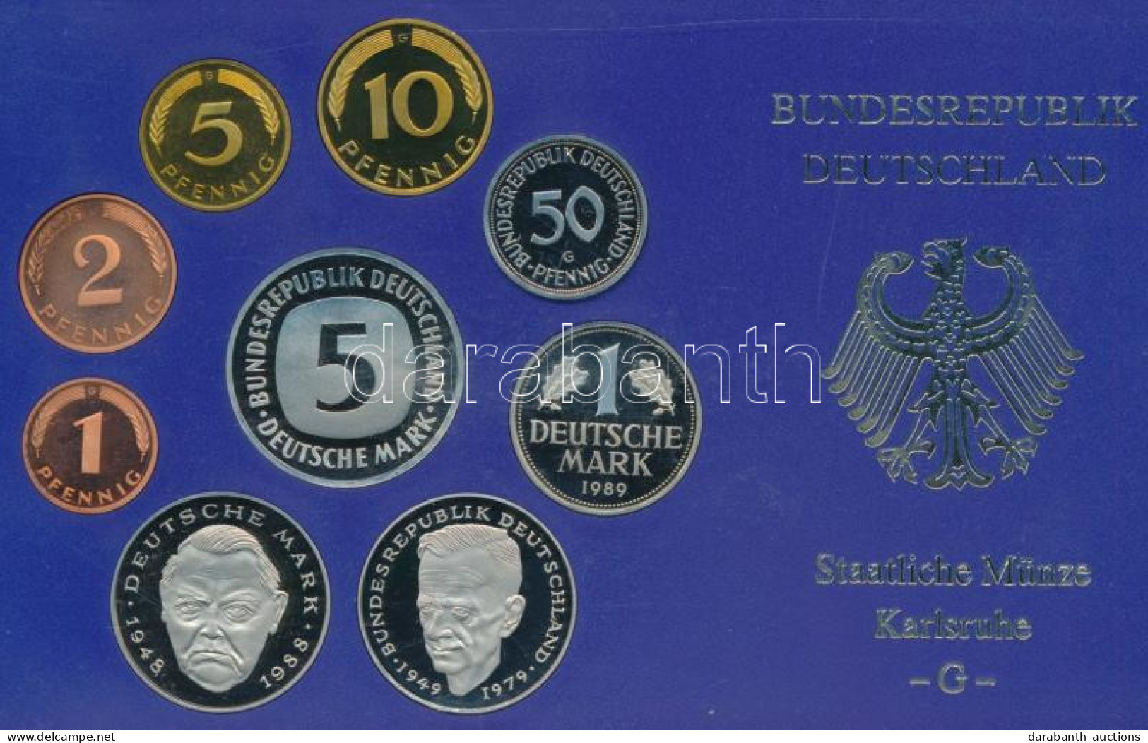 NSZK 1989G 1pf-5M (9xklf) Forgalmi Sor Műanyag Dísztokban T:PP FRG 1989G 1 Pfennig - 5 Mark (9xdiff) Coin Set In Plastic - Non Classés