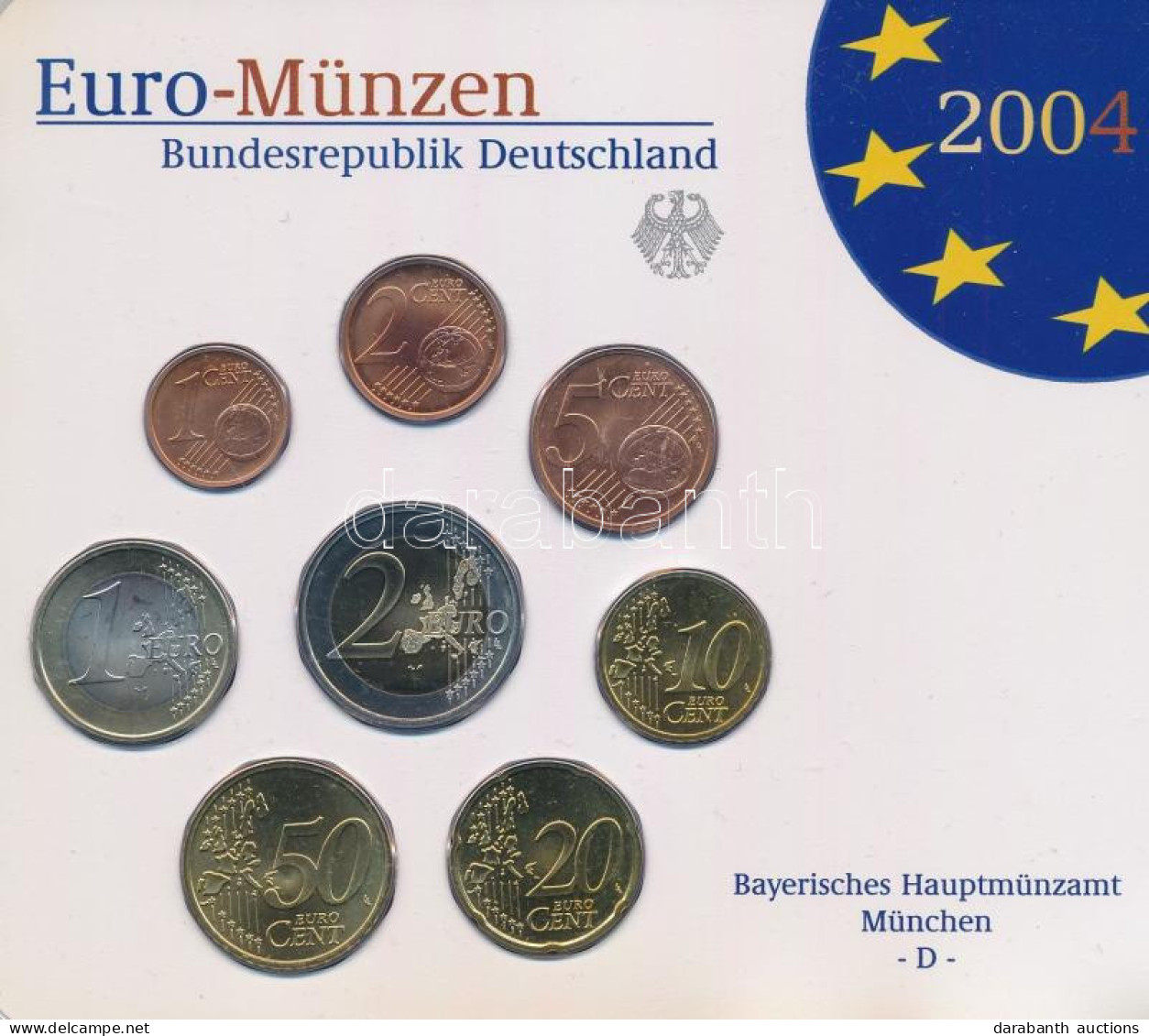 Németország 2004D 1c-2E (8xklf) Forgalmi Szett Műanyag Tokban T:UNC Germany 2004D 1 Cent - 2 Euro (8xdiff) Coin Set In P - Non Classés