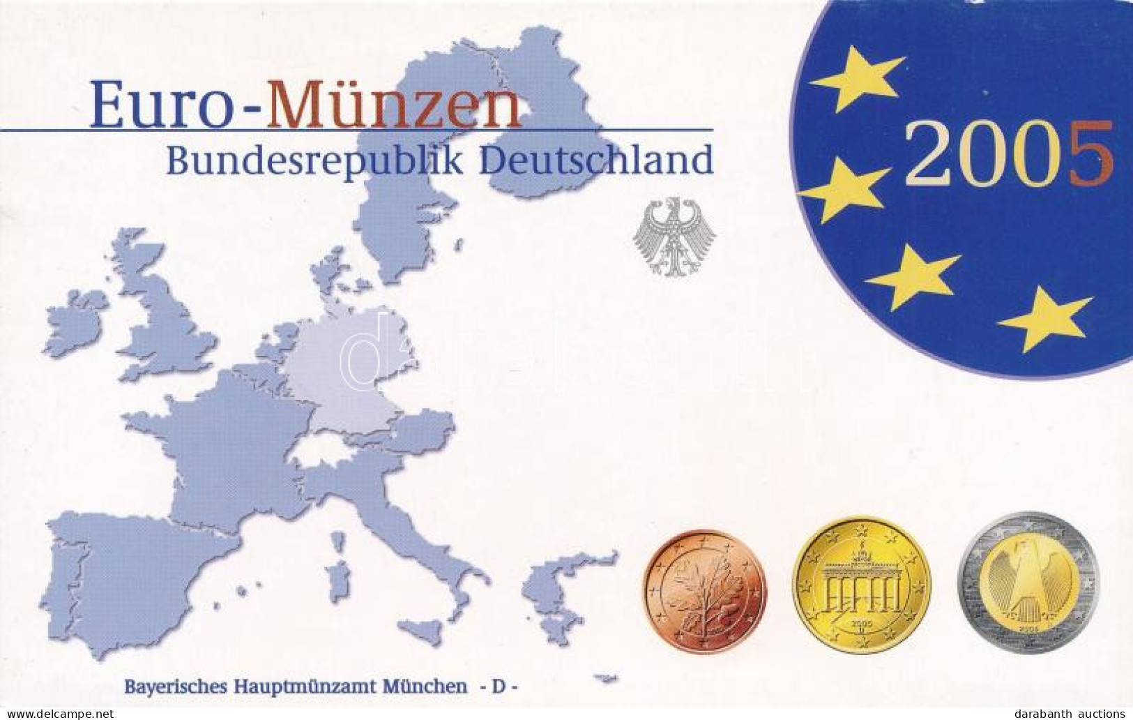 Németország 2005D 1c-2E (8xklf) Forgalmi Szett Műanyag és Papírtokban T:PP Germany 2005D 1 Cent - 2 Euro (8xdiff) Coin S - Non Classés