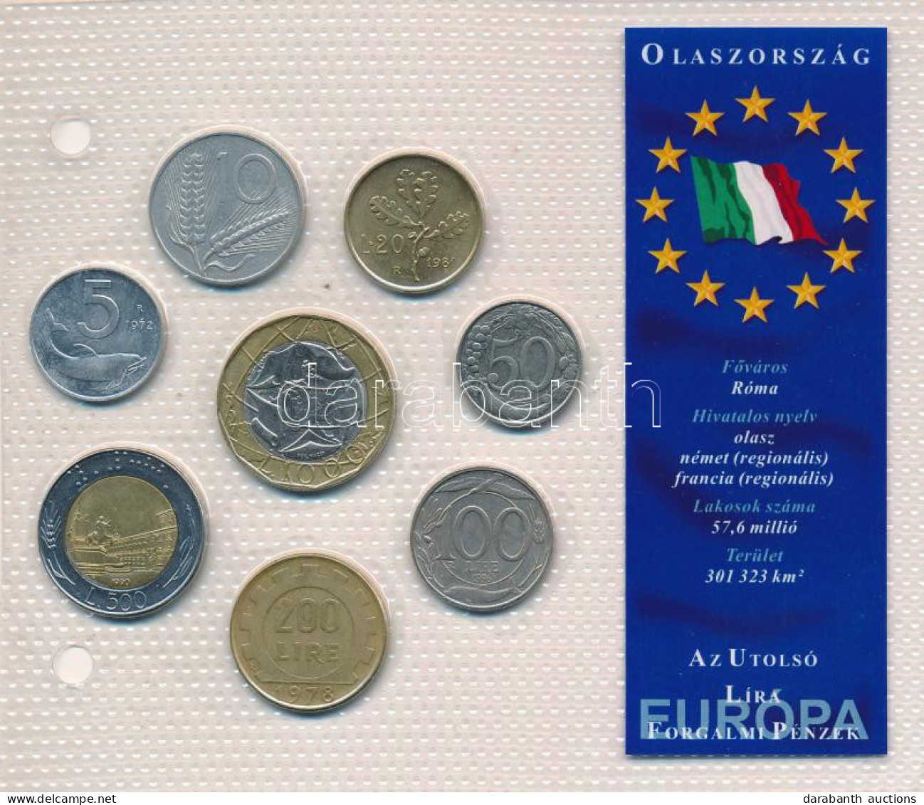 Olaszország 1953-1997. 5L-1000L (8xklf) "Európa Utolsó Pénzei" Vákuumcsomagolt Forgalmi összeállítás T:UNC-VF Italy 1953 - Non Classés