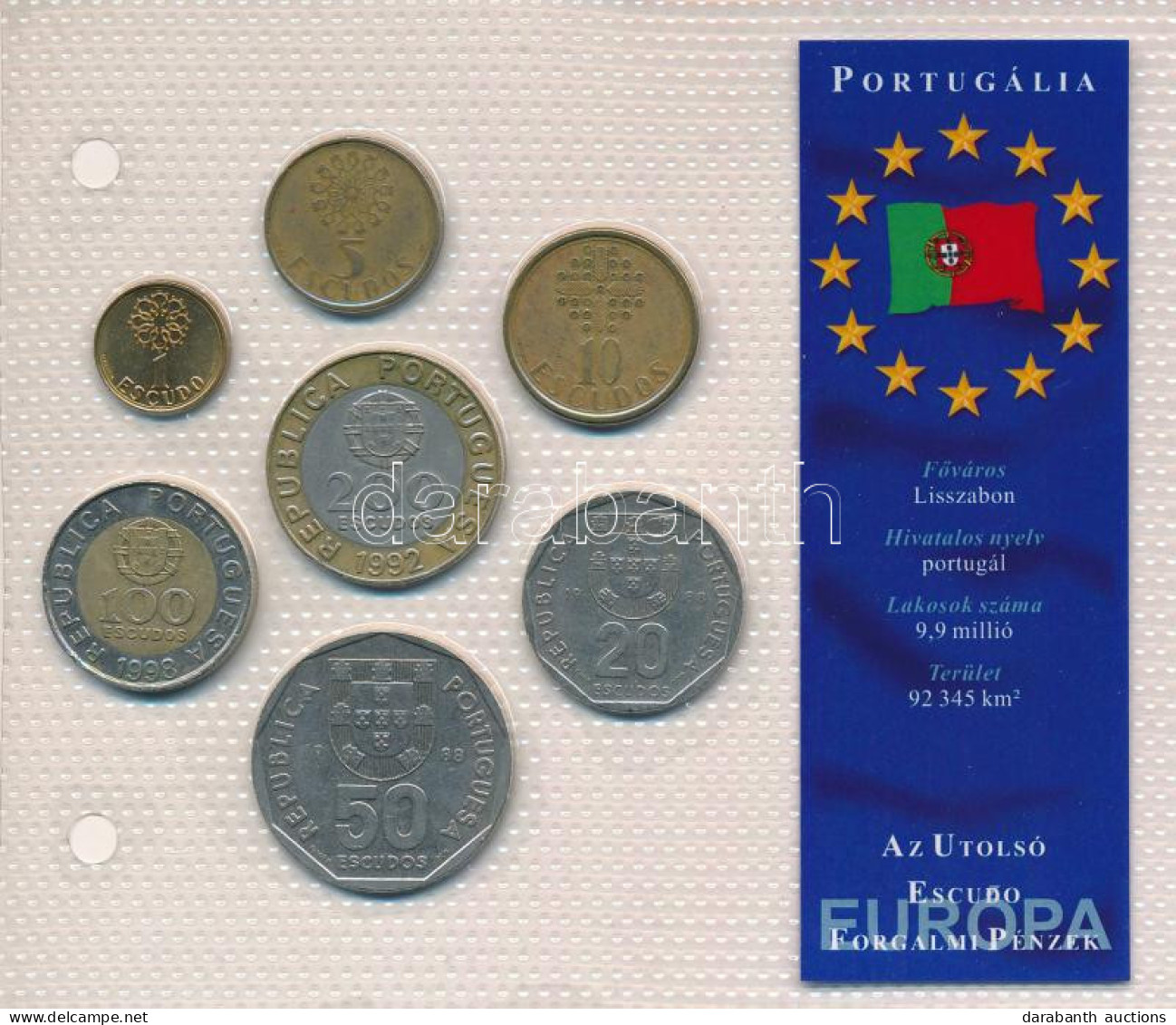 Portugália 1988-1999. 1Esc-200Esc (7xklf) "Európa Utolsó Pénzei" Vákuumcsomagolt Forgalmi összeállítás T:XF,VF Portugal  - Non Classés