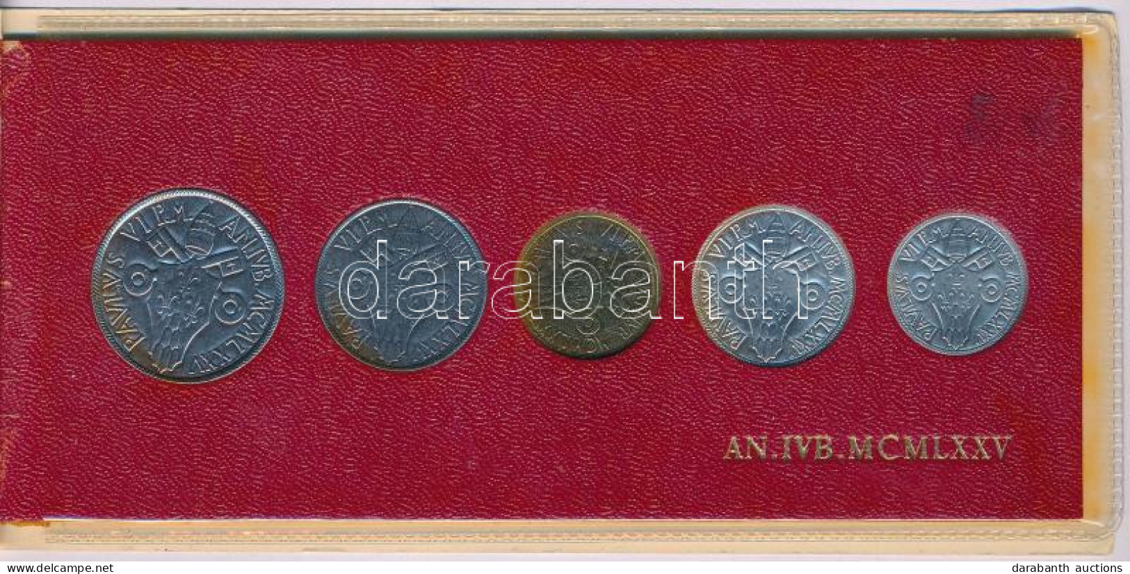 Vatikán 1975. 5L-100L (5xklf) Forgalmi Sor Eredeti Tokban T:UNC Patina Vatican 1975. 5 Lire - 100 Lire (5xdiff) Coin Set - Non Classés