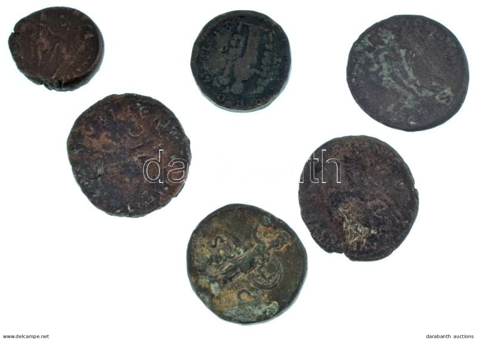 Római Birodalom 6db-os Bronz érmetétel, Közte Hadrianus T:VF-VG Roman Empire 6pcs Bronze Coin Lot, Within Hadrian C:VF-V - Ohne Zuordnung