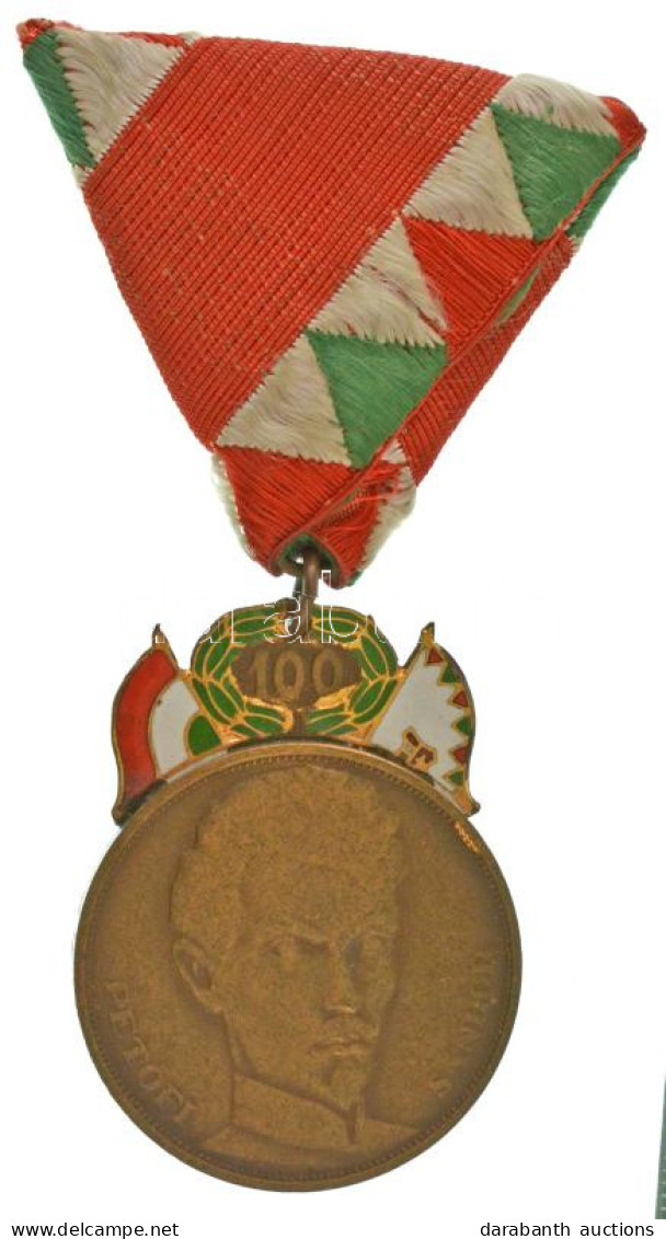 1948. "48-as Díszérem" Részben Zománcozott Bronz Kitüntetés Mellszalagon T:AU Hungary 1948. "Medal Of Honour Commemorati - Non Classés