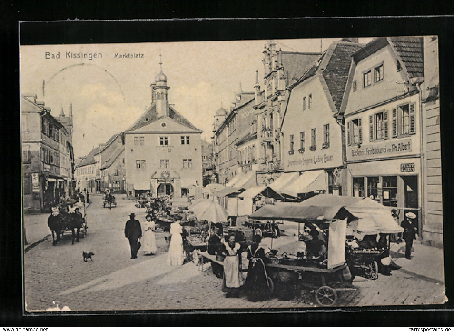 AK Bad Kissingen, Marktplatz Mit Geschäften Und Rathaus  - Bad Kissingen