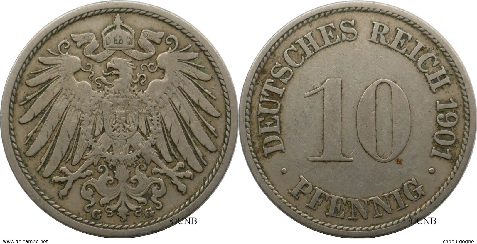 Allemagne - Empire - Guillaume II - 10 Pfennig 1901 G Rare - TTB/XF45 - Mon6469 - 10 Pfennig