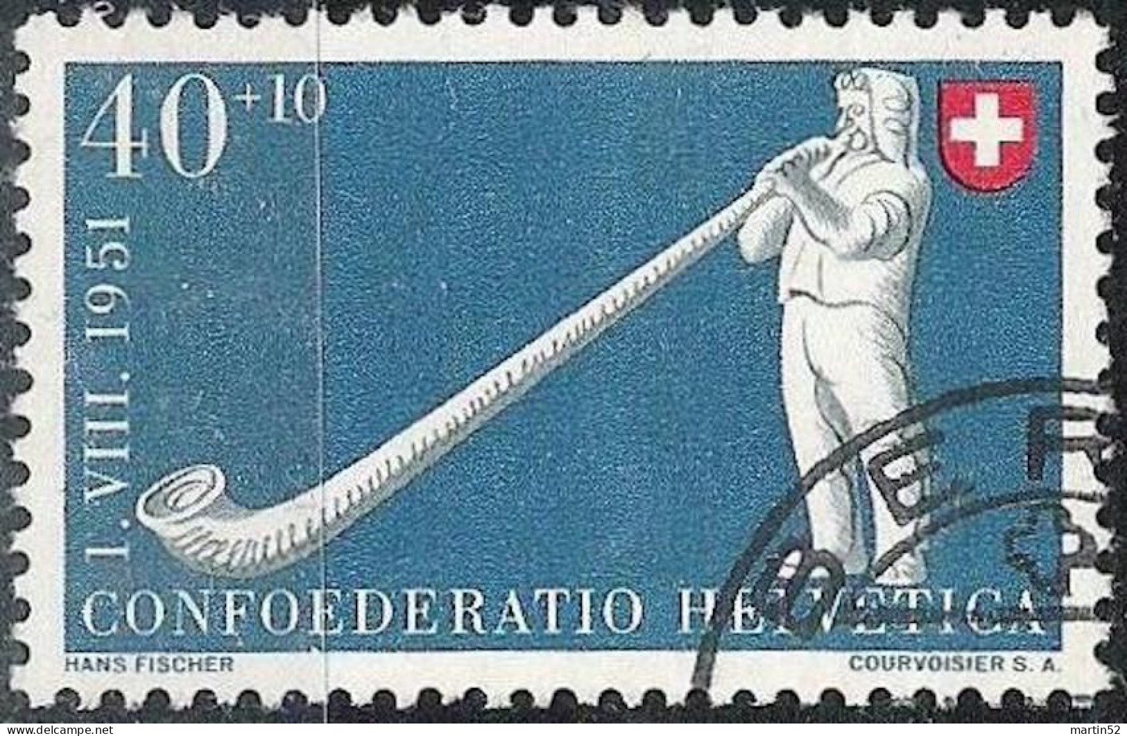 Schweiz Suisse Pro Patria 1951: Alphorn Cor Alpes Zu WII 55 Mi 559 Yv 511 Mit Eck-Stempel BERN + (Zu CHF 26.00) - Gebraucht