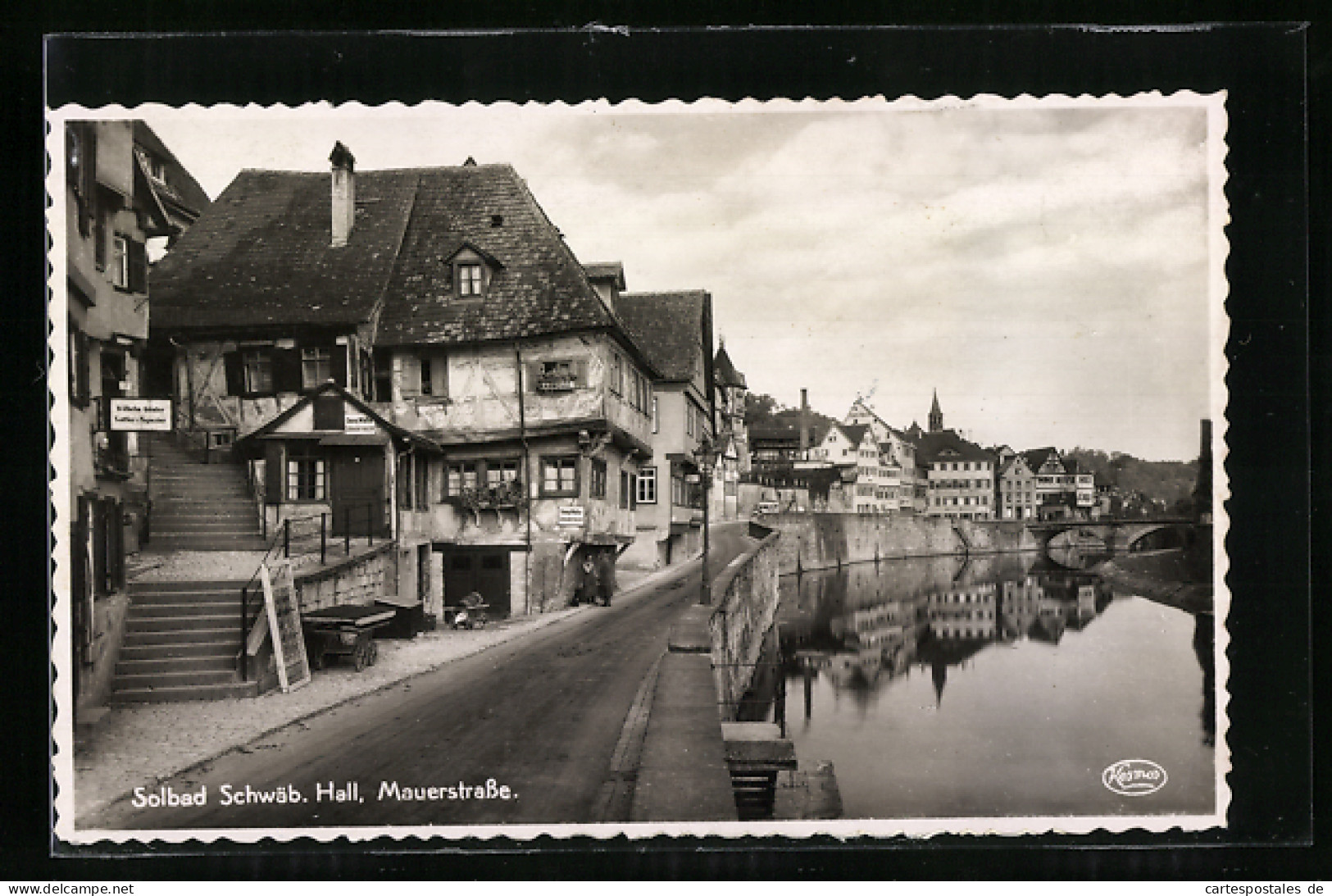 AK Schwäb. Hall, Mauerstrasse Mit Geschäften  - Schwäbisch Hall