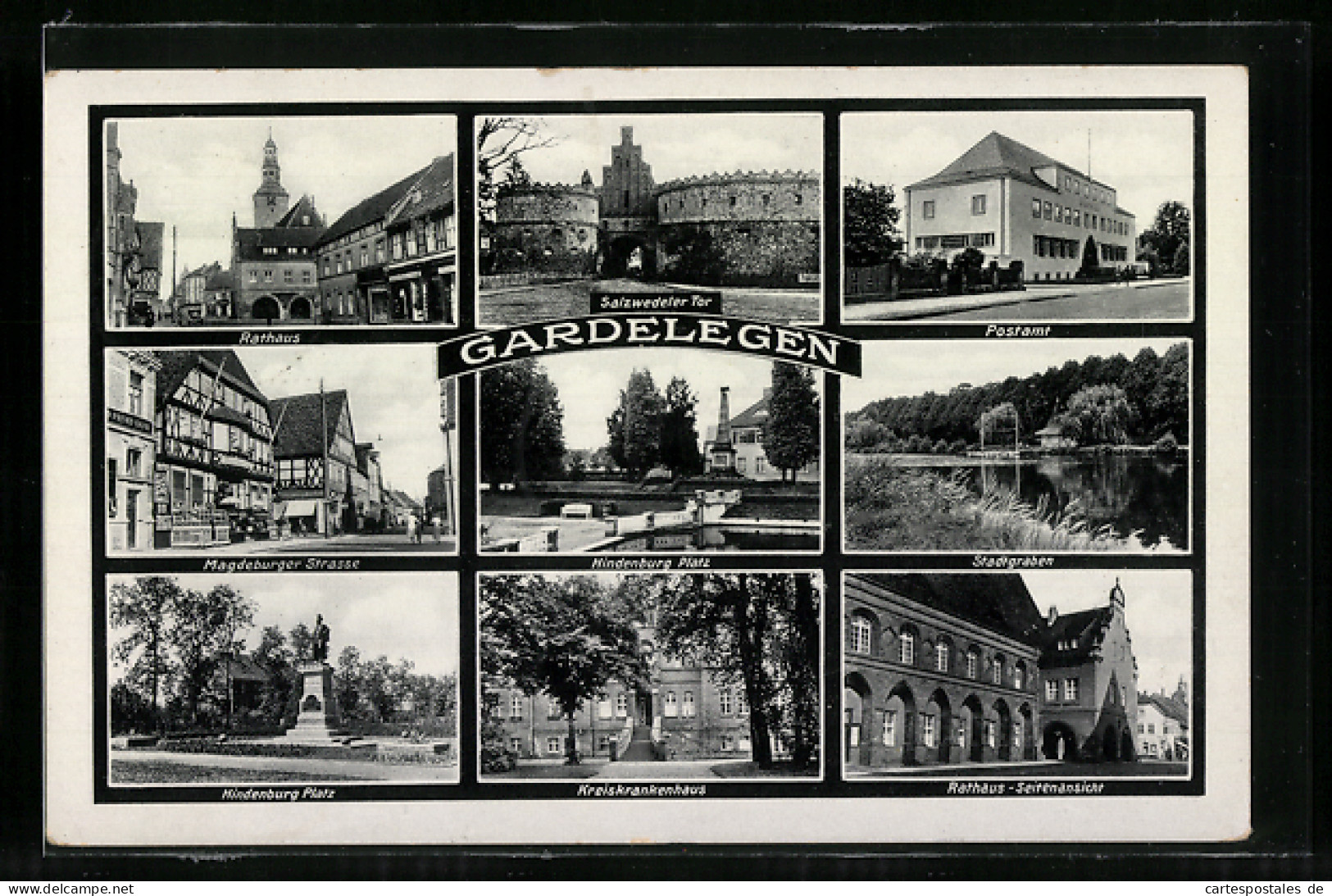 AK Gardelegen, Rathaus, Postamt, Salzwedeler Tor  - Salzwedel