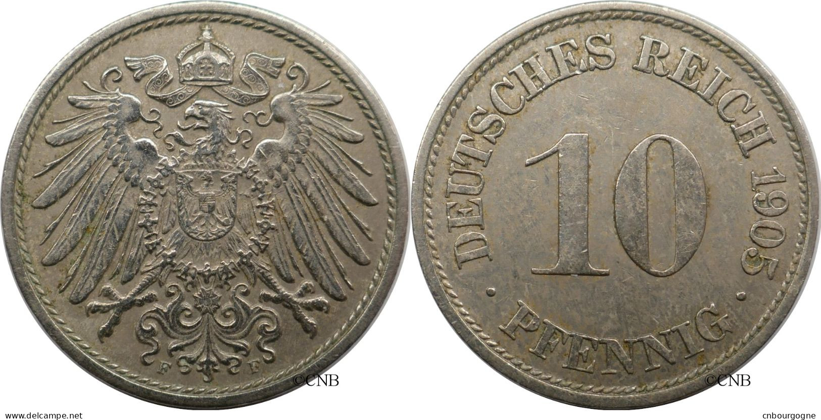 Allemagne - Empire - Guillaume II - 10 Pfennig 1905 F - TTB+/AU50 - Mon6470 - 10 Pfennig