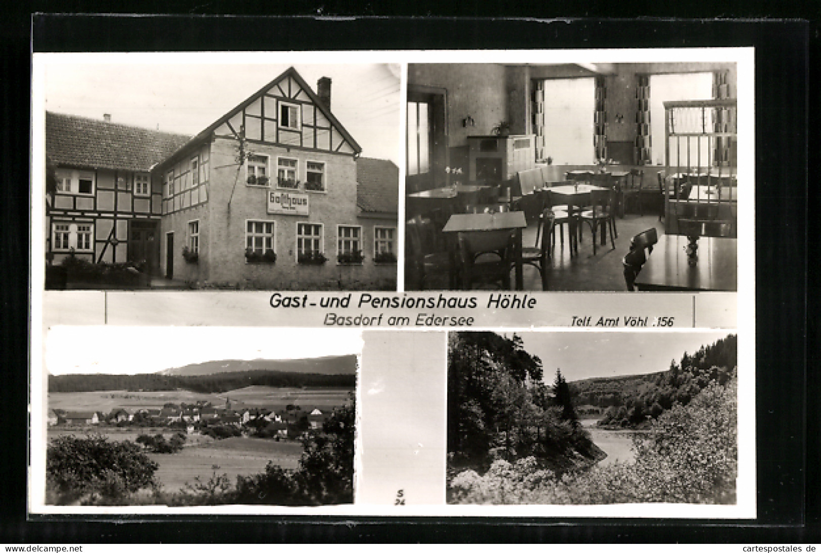 AK Basdorf Am Edersee, Gast- Und Pensionshaus Höhle, Innenansicht, Uferpartie  - Edersee (Waldeck)