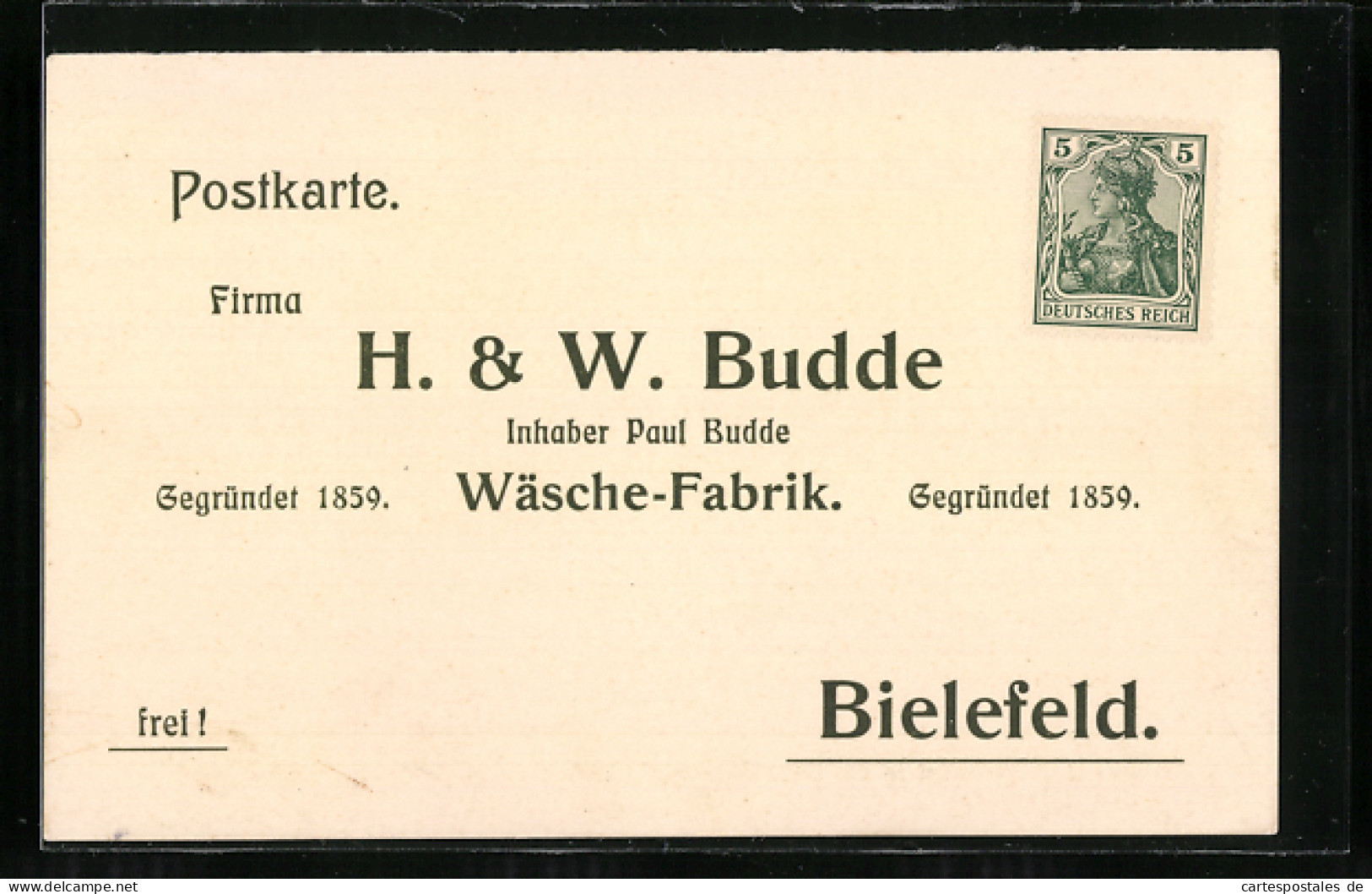 AK Bielefeld, Wäsche-Fabrik H. & W. Budde, Gegründet 1859  - Bielefeld