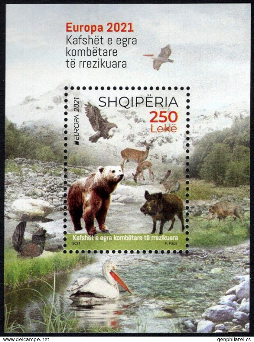 ALBANIA 2021 Europa CEPT. Endangered National Wildlife - Fine S/S MNH - Albania