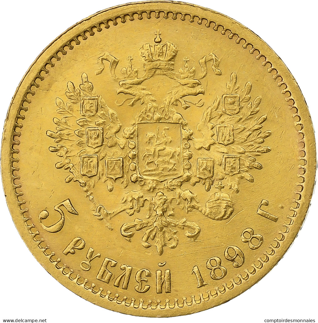 Russie, Nicholas II, 5 Roubles, 1898, St. Petersburg, Or, TTB+, KM:62 - Russia