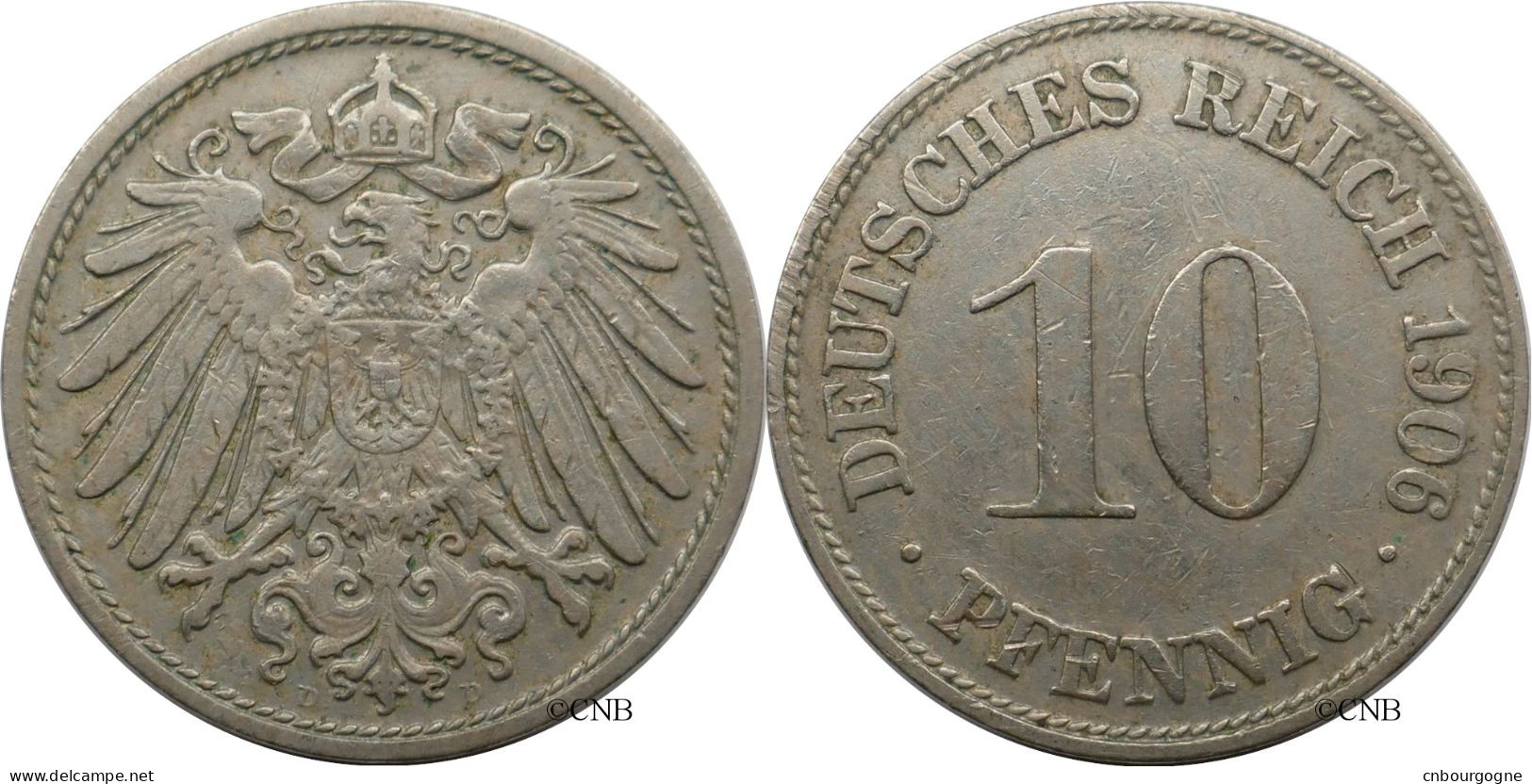 Allemagne - Empire - Guillaume II - 10 Pfennig 1906 D - TTB/XF45 - Mon6471 - 10 Pfennig