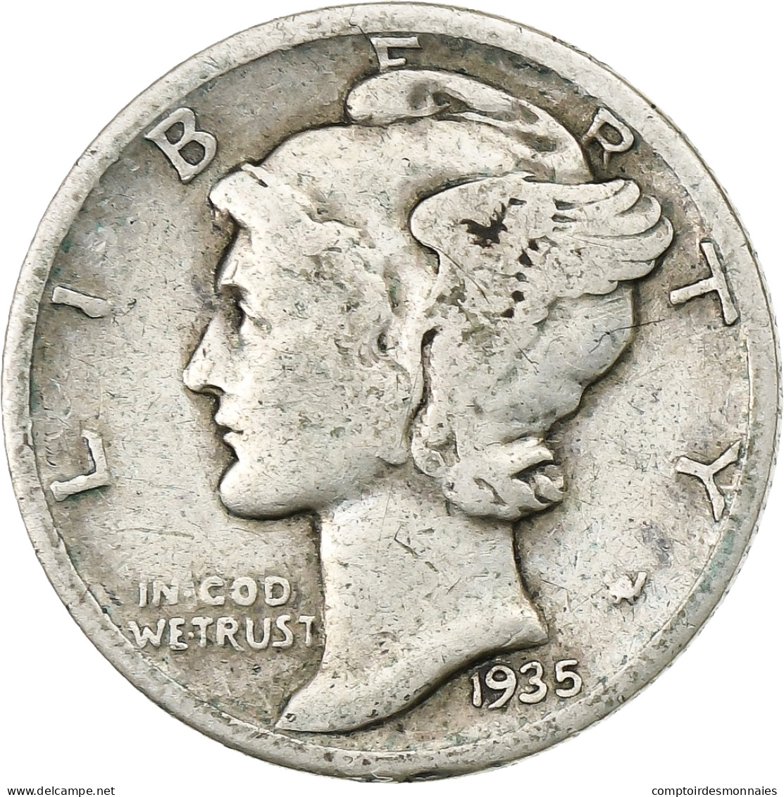 États-Unis, Dime, Mercury Dime, 1935, U.S. Mint, Argent, TB+, KM:140 - 1916-1945: Mercury