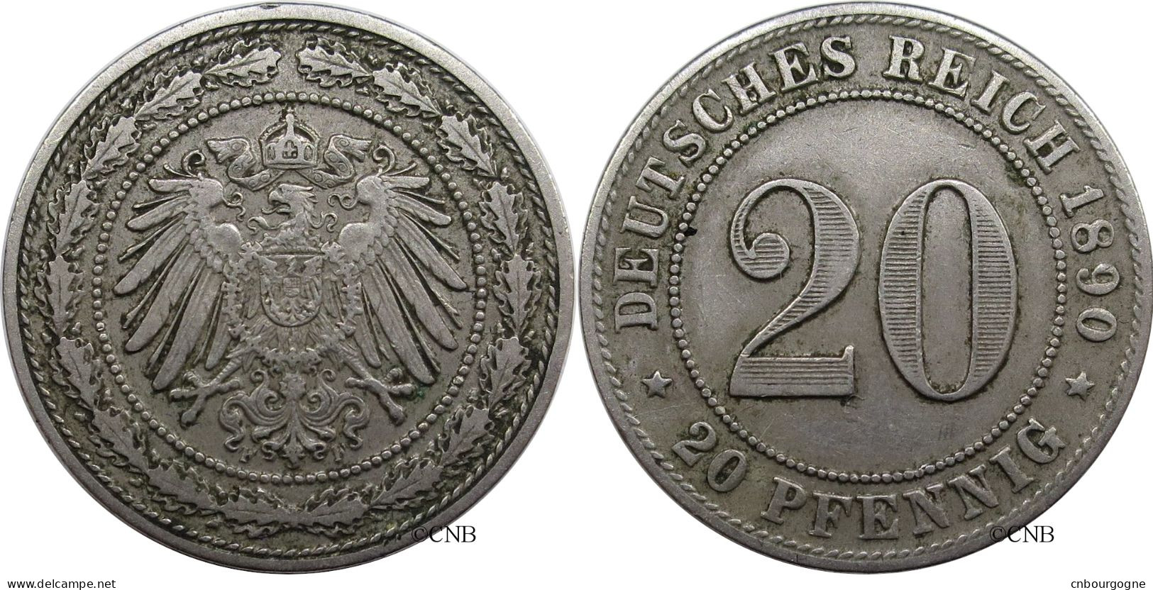 Allemagne - Empire - Guillaume II - 20 Pfennig 1890 G - TTB/XF45 - Mon3874 - 20 Pfennig