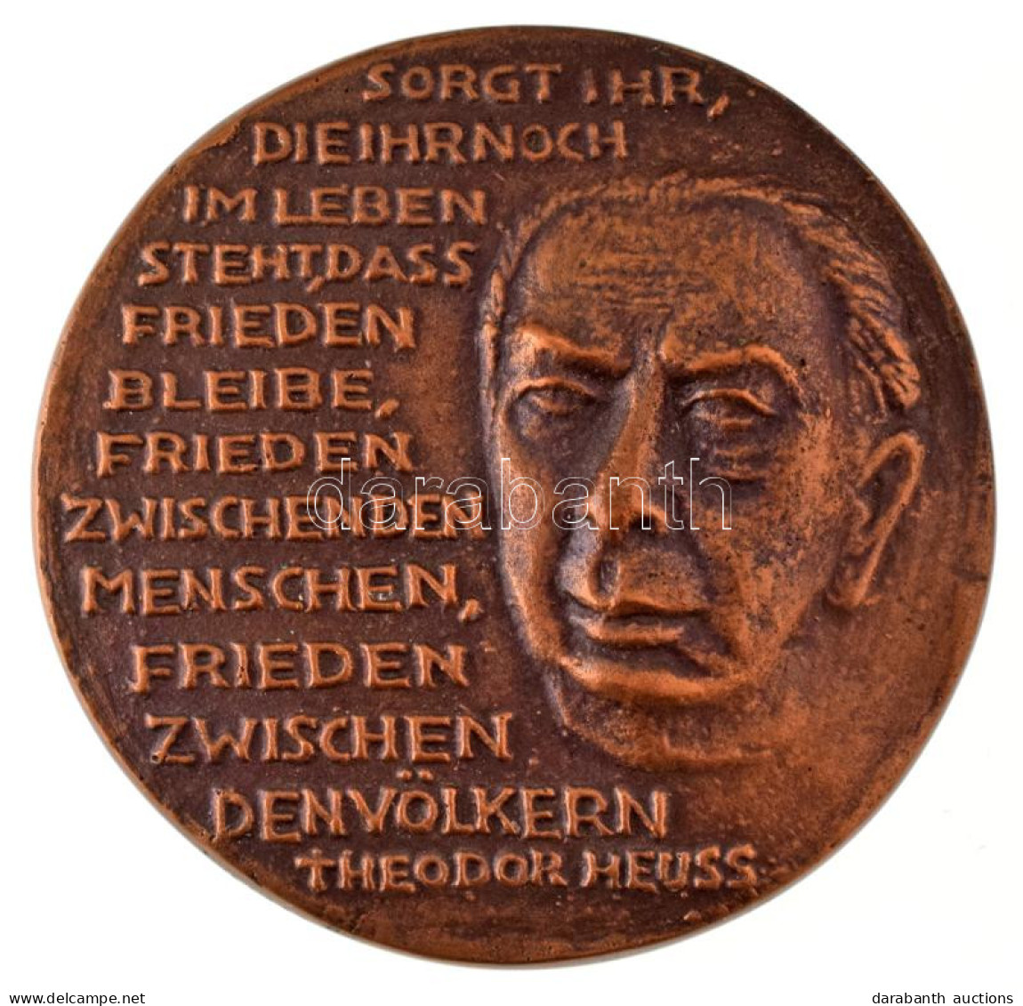 Németország 1994. "Német Hadisírok Bizottsága / Theodor Heuss" Kétoldalas Bronz Emlékérem (83mm) T:XF Szennyeződés Germa - Non Classés