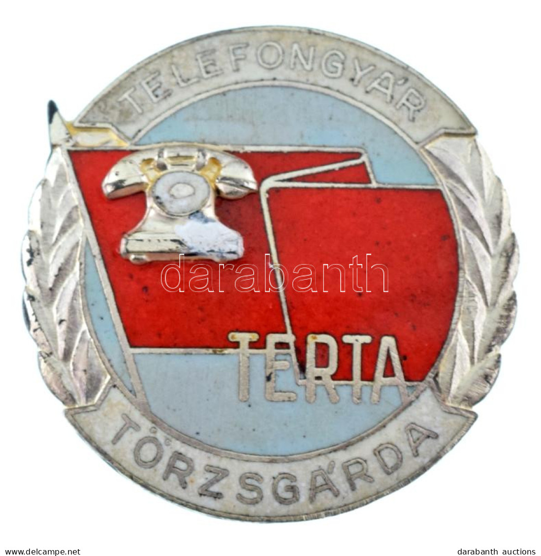 ~1960-1970. "Telefongyár Terta Törzsgárda" Zománcozott, Ezüstözött Fém Jelvény (~40mm) T:XF - Unclassified