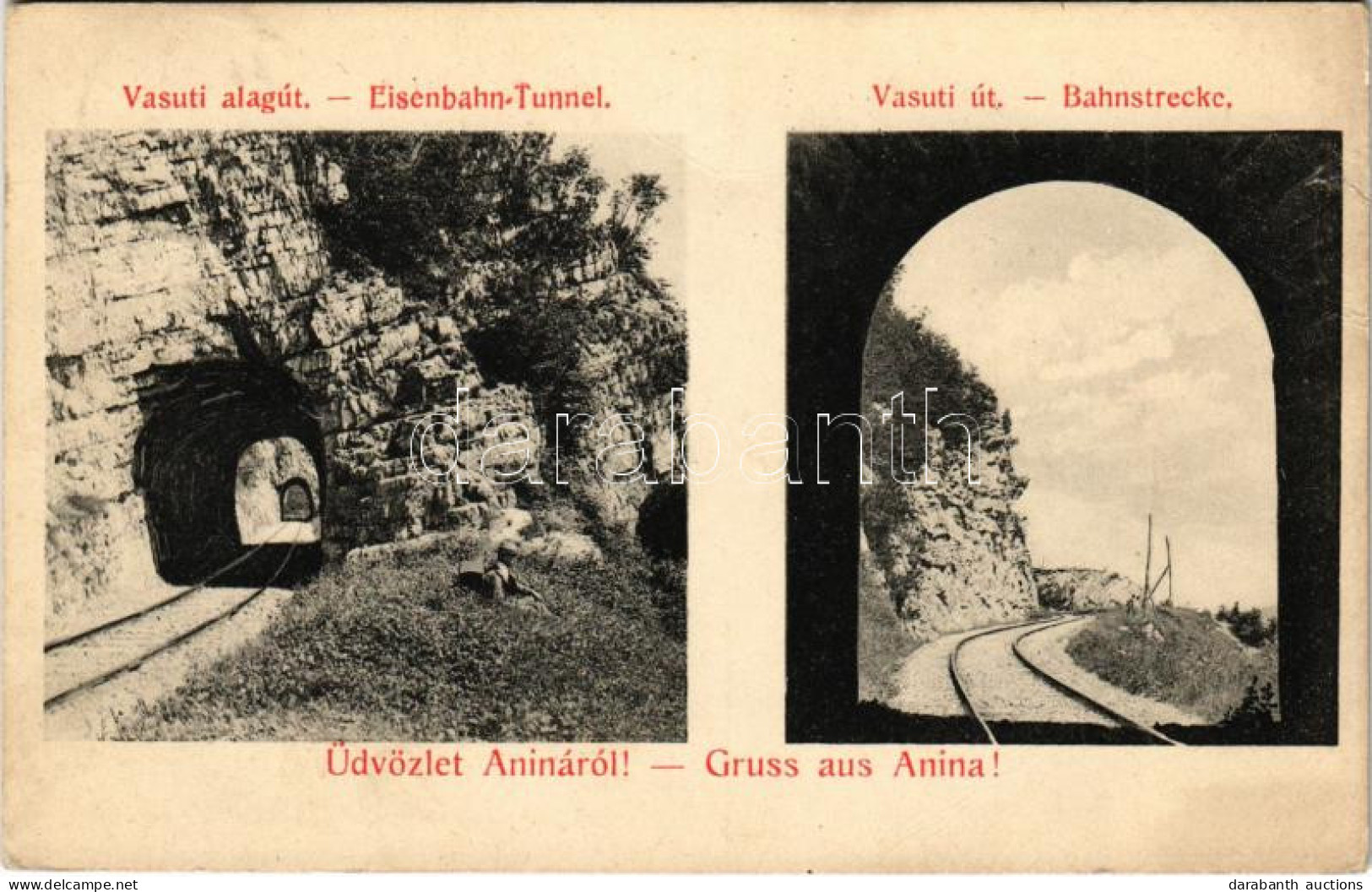 T3 1912 Anina, Stájerlakanina, Steierdorf; Vasúti Alagút és út. Hollschütz Kiadása / Eisenbahn-Tunnel, Bahnstrecke / Rai - Non Classificati