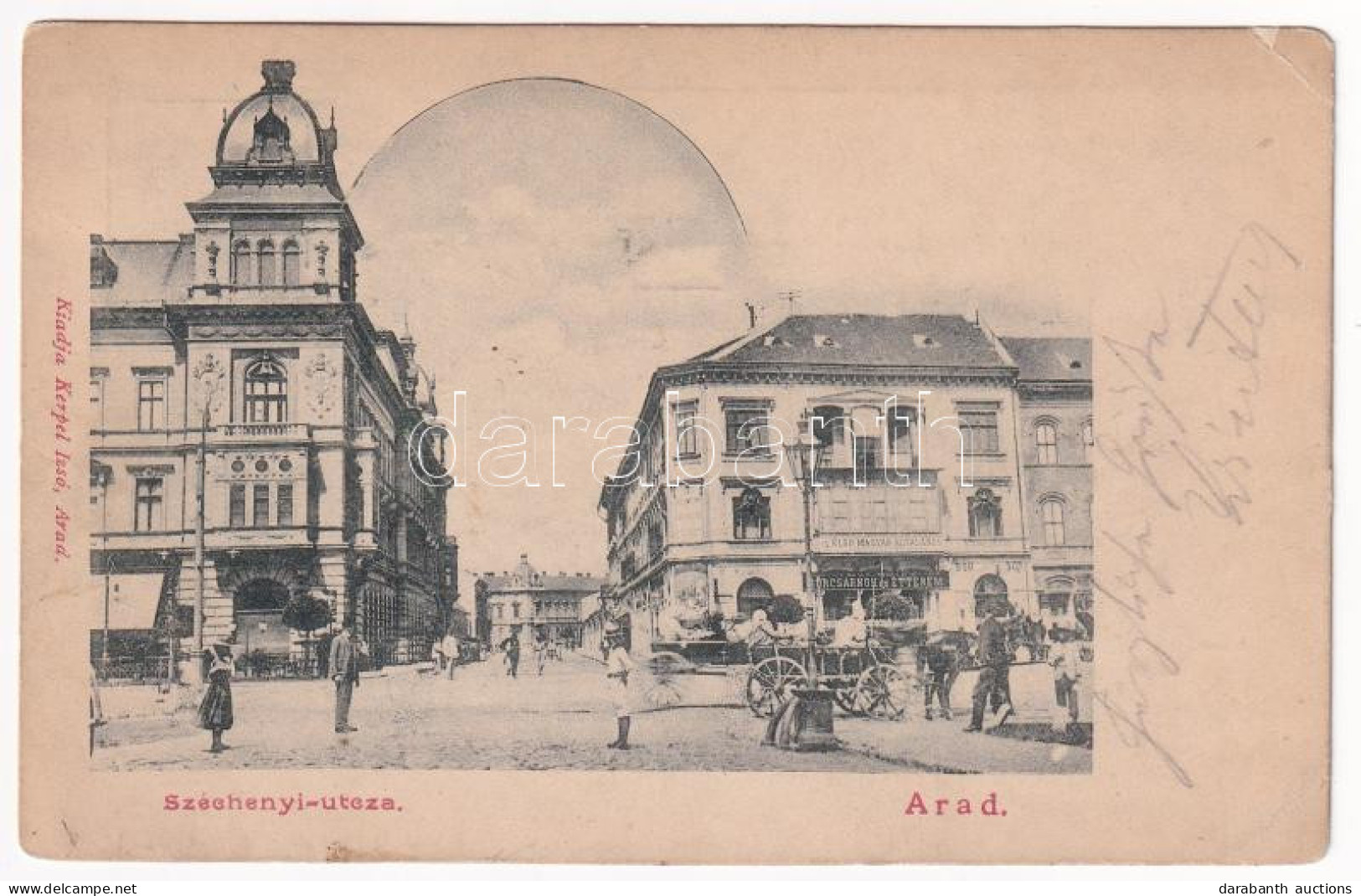 T2/T3 1907 Arad, Széchenyi Utca, Első Magyar Általános Biztosítótársaság, Sörcsarnok és étterem. Kerpel Izsó Kiadása / S - Non Classificati