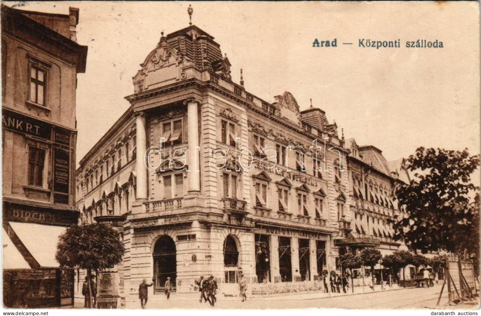 * T3 1922 Arad, Központi Szálloda és Kávéház, Bloch H. üzlete. Oláh Sándor és Társa Kiadása / Hotel And Café, Shops (ázo - Unclassified