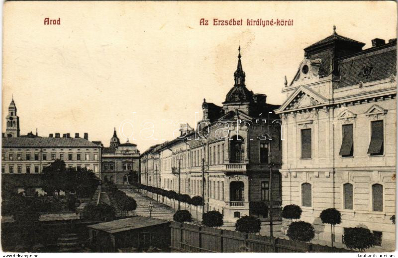 T2/T3 1908 Arad, Erzsébet Királyné Körút. Kerpel Izsó Kiadása / Street View (fl) - Non Classés