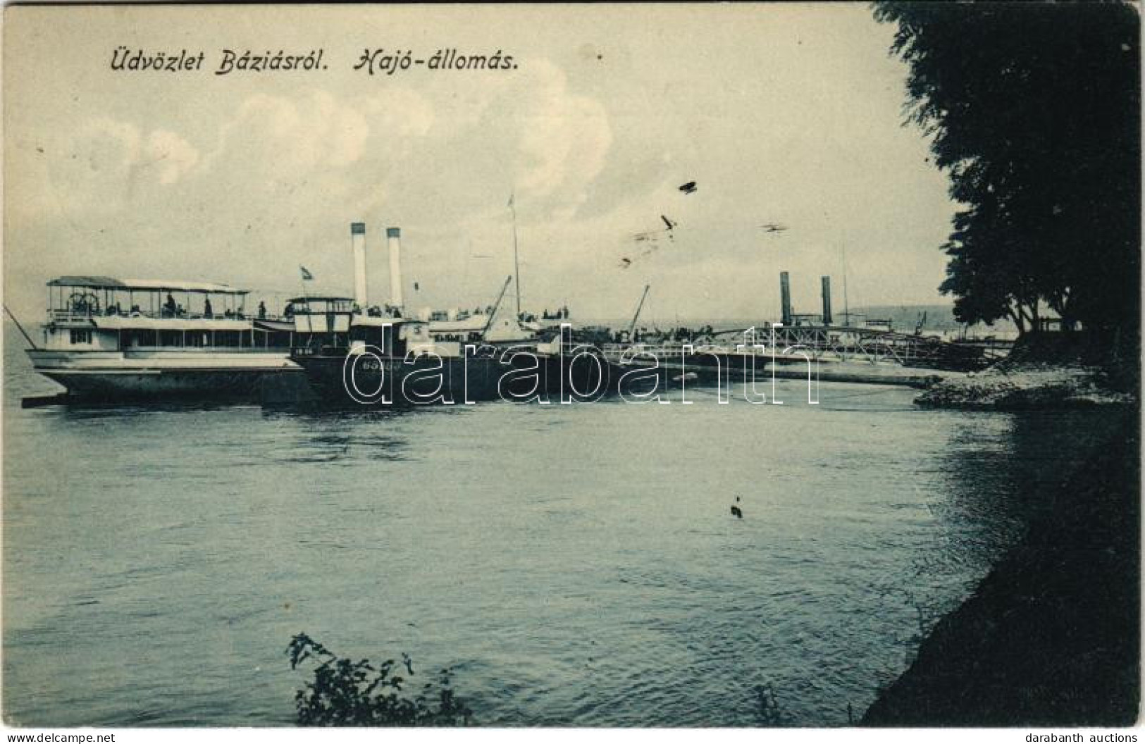 T2/T3 1911 Báziás, Hajóállomás, Gőzhajó és Uszály / Port, Ship Station, Steamship And Barge (EK) - Sin Clasificación