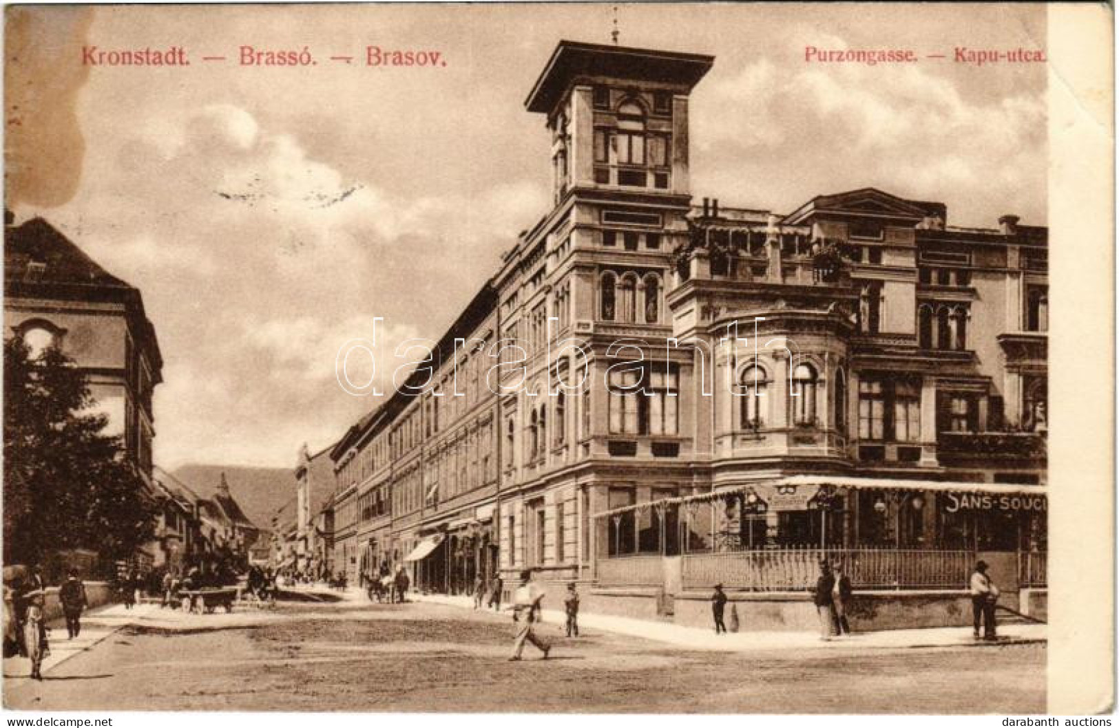 T3 1913 Brassó, Kronstadt, Brasov; Kapu Utca, Villa Kertsch / Purzengasse / Street View, Villa (EB) - Non Classificati